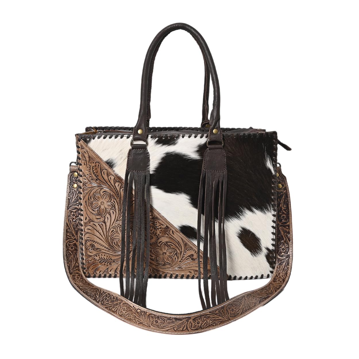 Women's Genuine Cowhide Leather Handbag with Adjustable & Detachable Strap - Stylish Crossbody Purse & Shoulder Bag for Work, Travel & Everyday Use