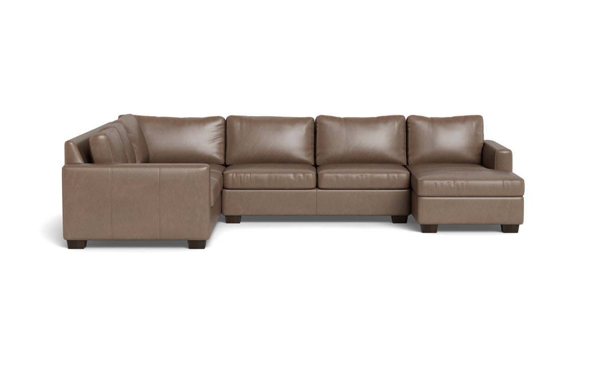 Track 141 Genuine Leather Corner Sectional Sofa with Full Sleeper & Right Chaise - Modern Living Room Furniture for Home Theater & Family Gatherings