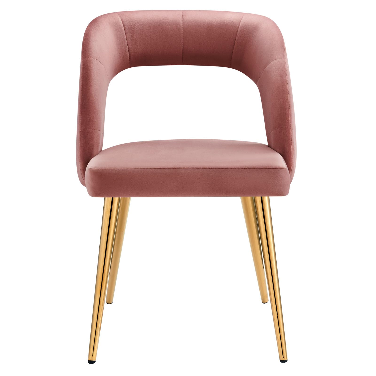 Modway Performance Velvet Dining Chairs - Set of 2, Gold Dusty Rose Upholstered Seats for Kitchen, Dining Room & Home Decor
