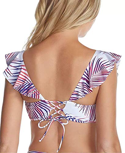 Juniors' Back to Bali Palisades Ruffled Bikini Swim Top for Girls - Cute & Comfortable Swimwear for Beach Vacation, Pool Party & Summer Fun