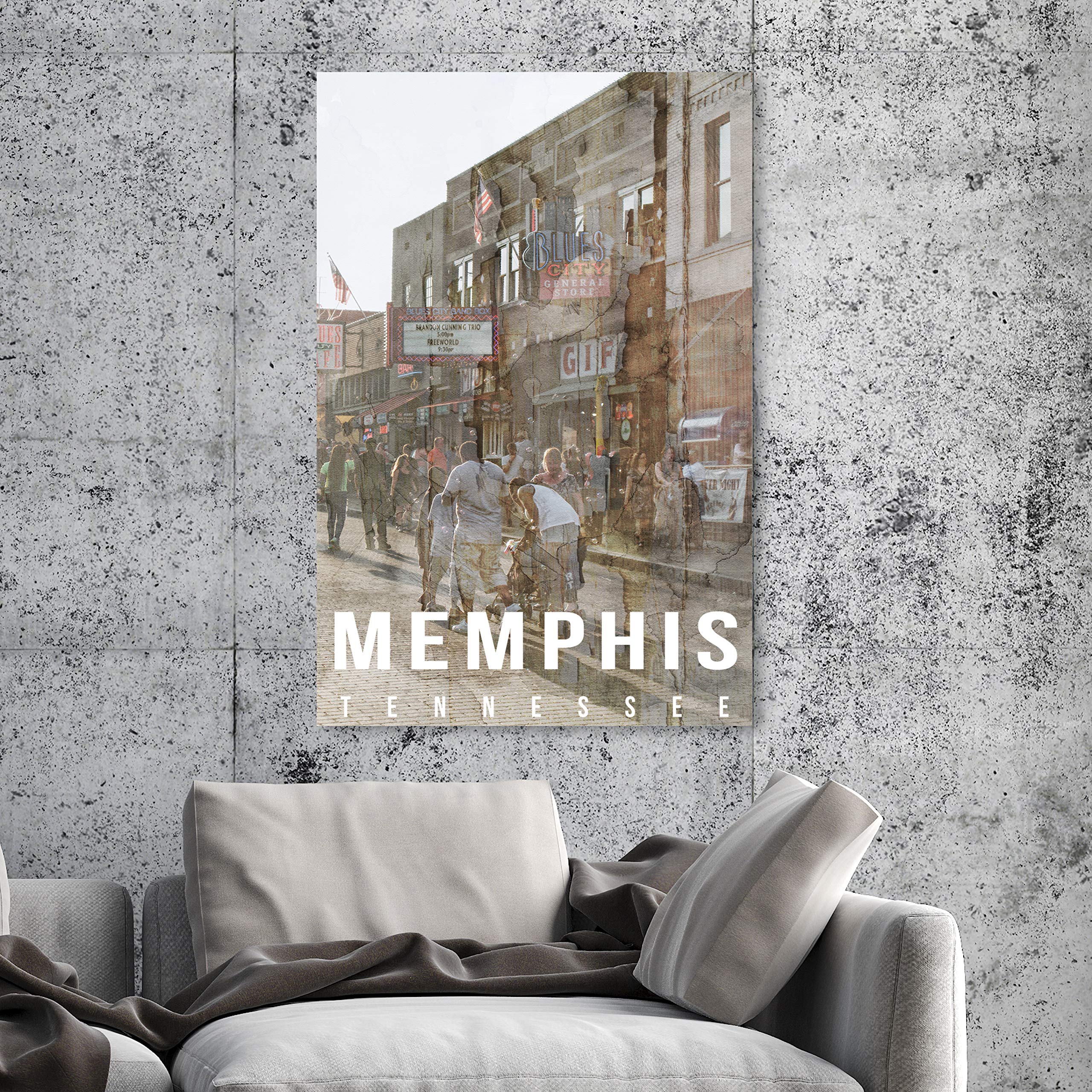 Oliver Gal Artist Co. Memphis Landscape Wall Art Canvas Print - 24x36 Inches, Brown & White - Modern City Skyline Home Decor for Living Room, Bedroom & Office