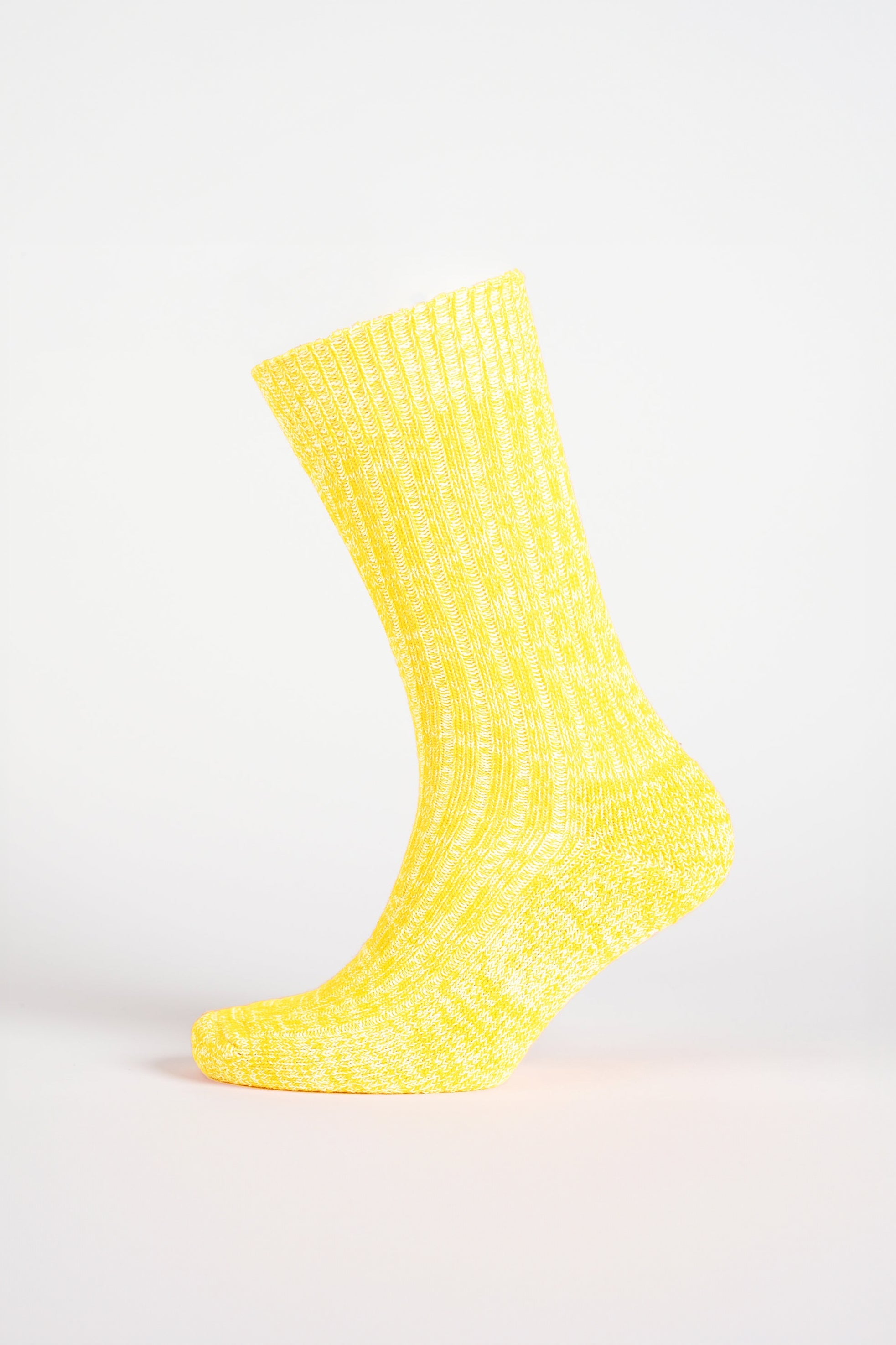 Breathable Cushioned Cotton Walking Socks for Women & Men - Canary Yellow & White - Comfortable Hiking, Running, and Everyday Wear