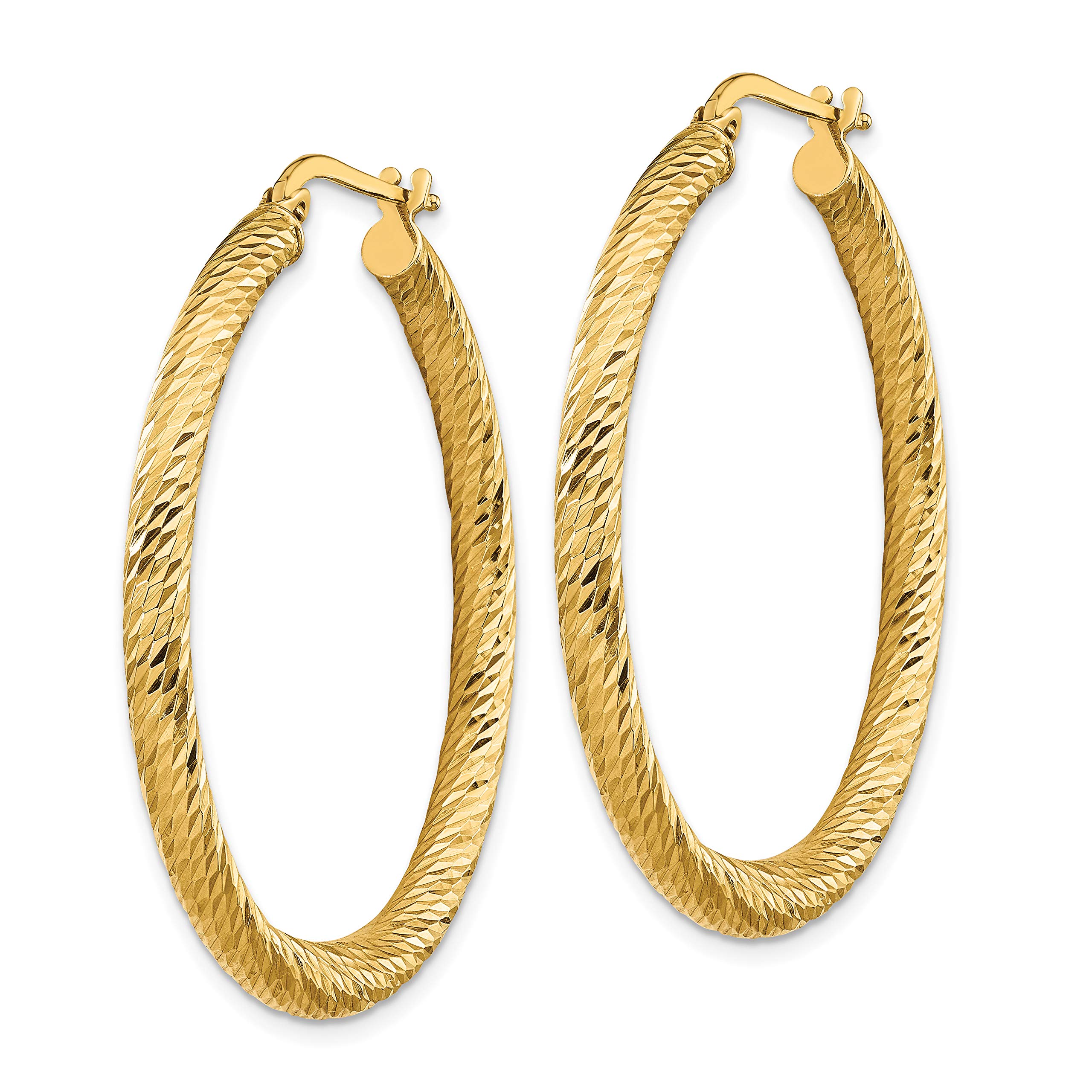 14K Solid Yellow Gold 3mm Round Large Hoop Earrings for Women - Classic Everyday & Party Jewelry - Dainty & Elegant Gold Hoops for Any Occasion