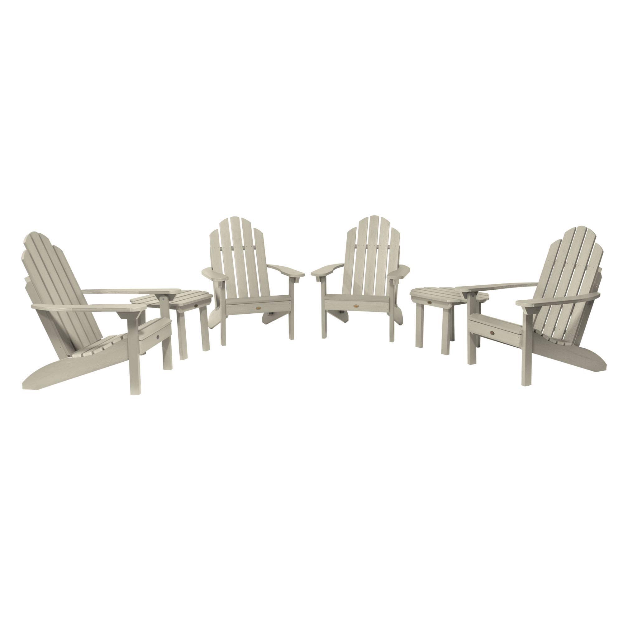 Highwood AD-KITCLAS9-WAE Whitewash Adirondack Chair 6-Piece Patio Set with Side Tables - Outdoor Garden Furniture for Backyard, Poolside & Deck Relaxation