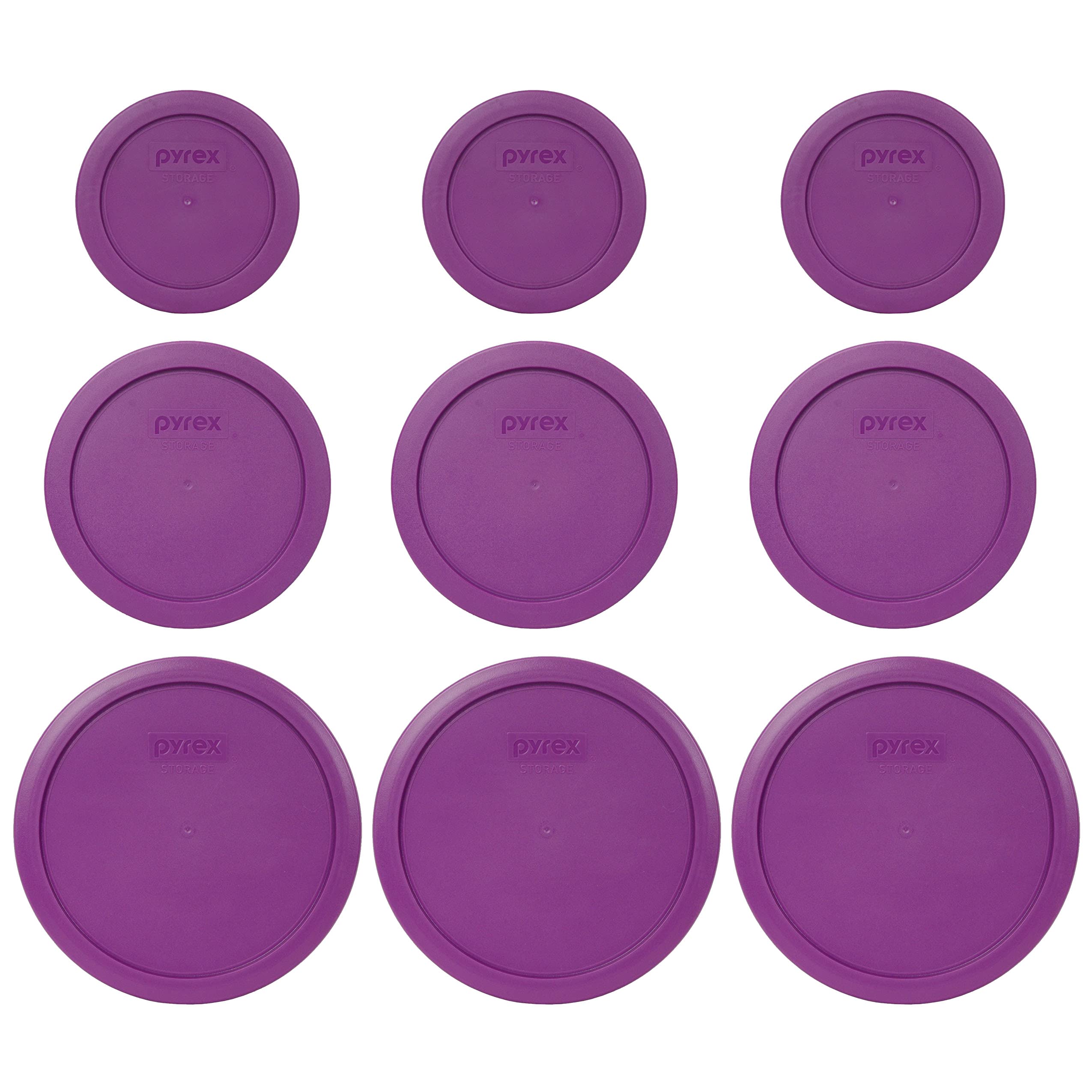 Pyrex 3-Piece Round Plastic Food Storage Replacement Lids Set - Thistle Purple (Includes 7200-PC, 7201-PC & 7402-PC) | BPA-Free, Made in USA | Perfect for Meal Prep, Leftovers & Refrigerator Organization