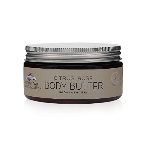 Farmstead Apothecary Butter Body Cream - Citrus Rose Scented Moisturizer, 8 oz | Hydrating & Nourishing for Dry Skin | Perfect for Daily Use & Spa Nights