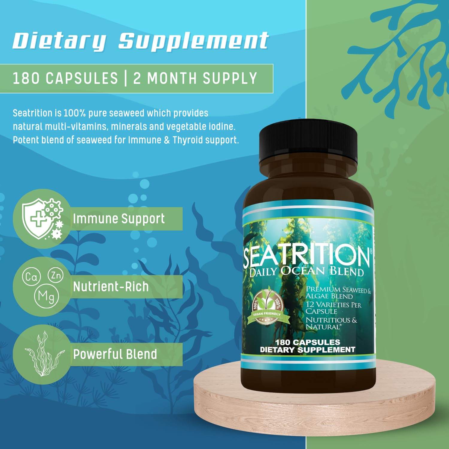 Seatrition 6 Bottles 1080 Capsules - Premium Omega-3 Fish Oil Supplement for Heart, Brain & Joint Health | Supports Cognitive Function & Cardiovascular Wellness | Ideal for Adults & Seniors Daily Nutrition
