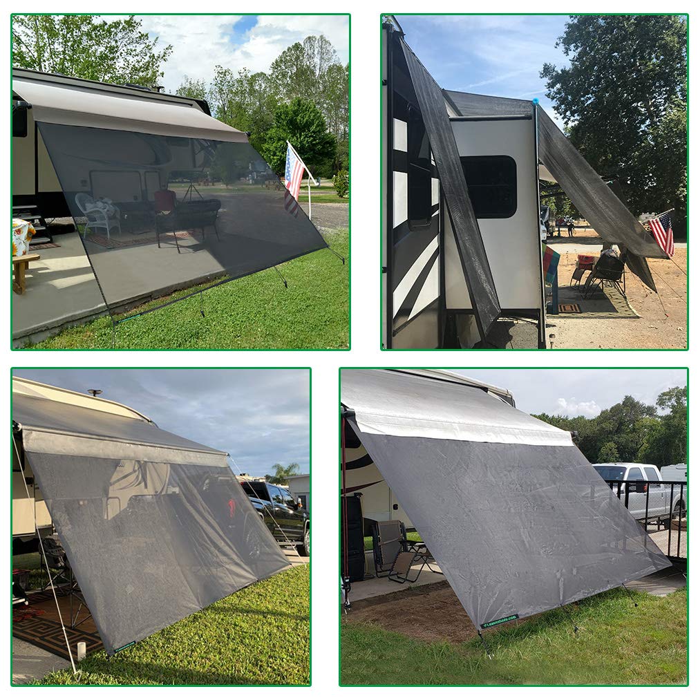Leaveshade RV Awning Sun Shade Screen 10' X 13' 3'' - UV Protection Mesh Sunshade for 14' Awning, Blocks Glare & Heat - Perfect for Motorhome, Camping Trailer, Outdoor Travel - Durable Black Mesh with 3-Year Warranty