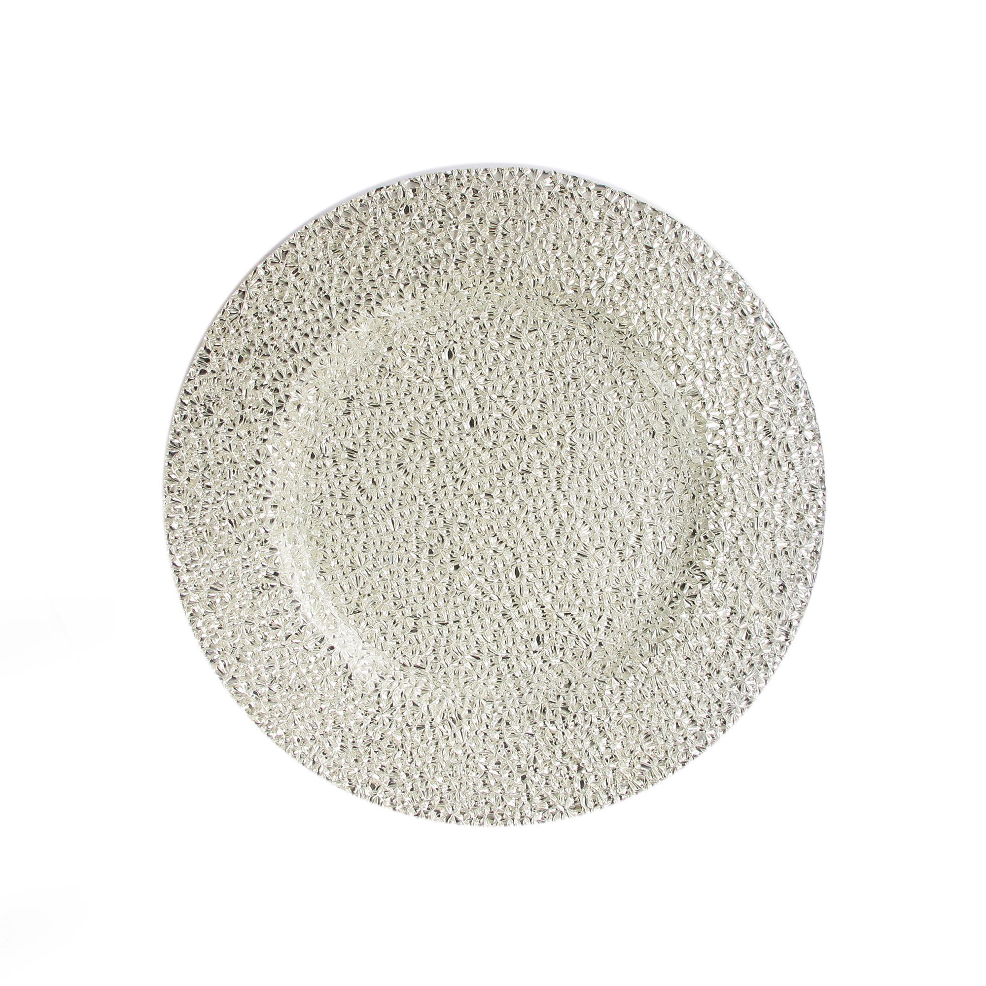 Jay Glamour Glass Silver 13-Inch ChargeIt Charger Plate - Elegant Dinnerware for Weddings, Parties & Formal Dining