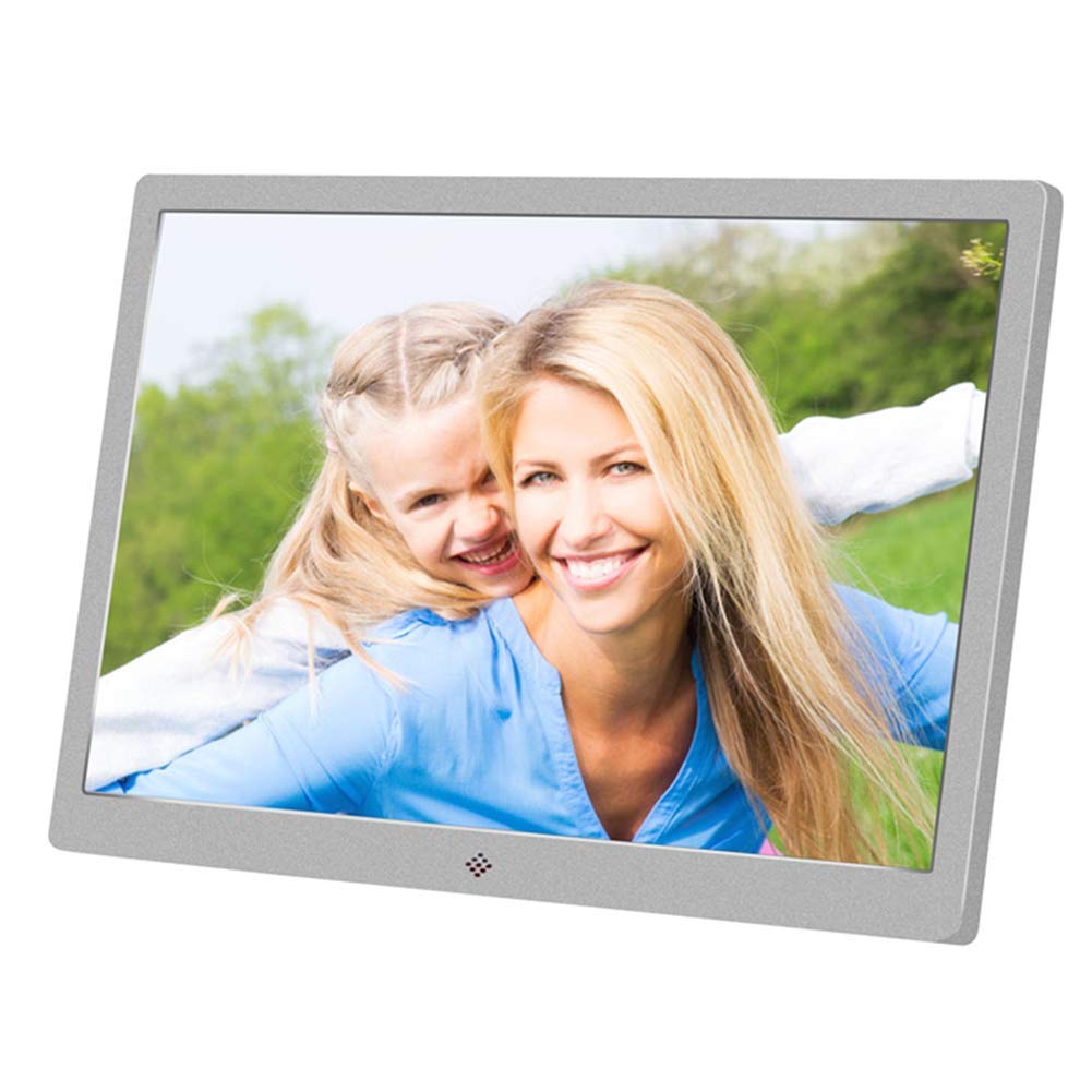 ZHFF 15.4 Inch Digital Photo Frame - Full HD 1280x800 Widescreen LCD Display with HDMI & MP3/MP4 Player - Elegant Metal Frame for Home, Office Decor & Gift Giving (Silver)