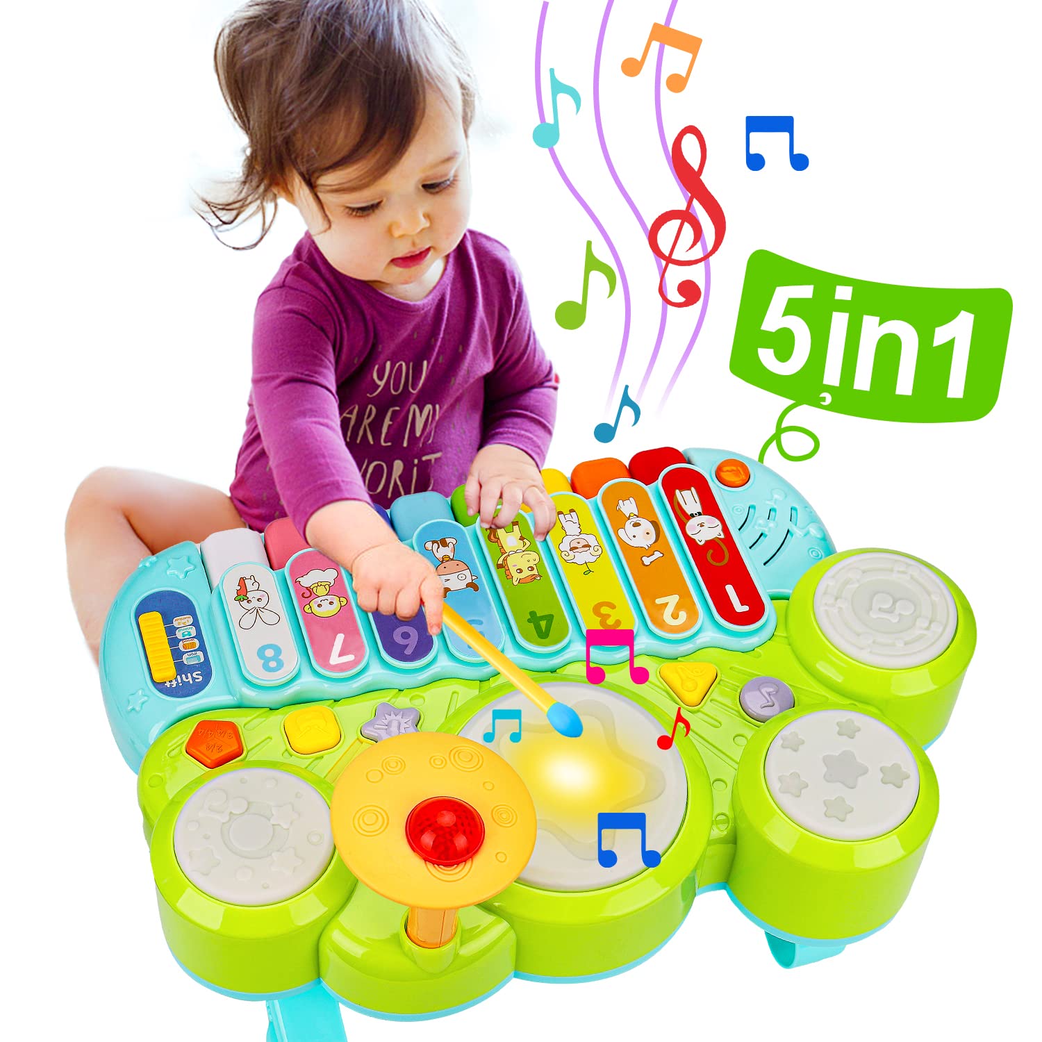 **3-in-1 Baby Musical Toy Set - Piano Keyboard, Xylophone & Drum for Toddlers 1-3 Years | Early Learning Instrument for Boys & Girls | Perfect Birthday, Easter Gift for Infants 6-24 Months | Fun Educational Play for Home & Daycare**
