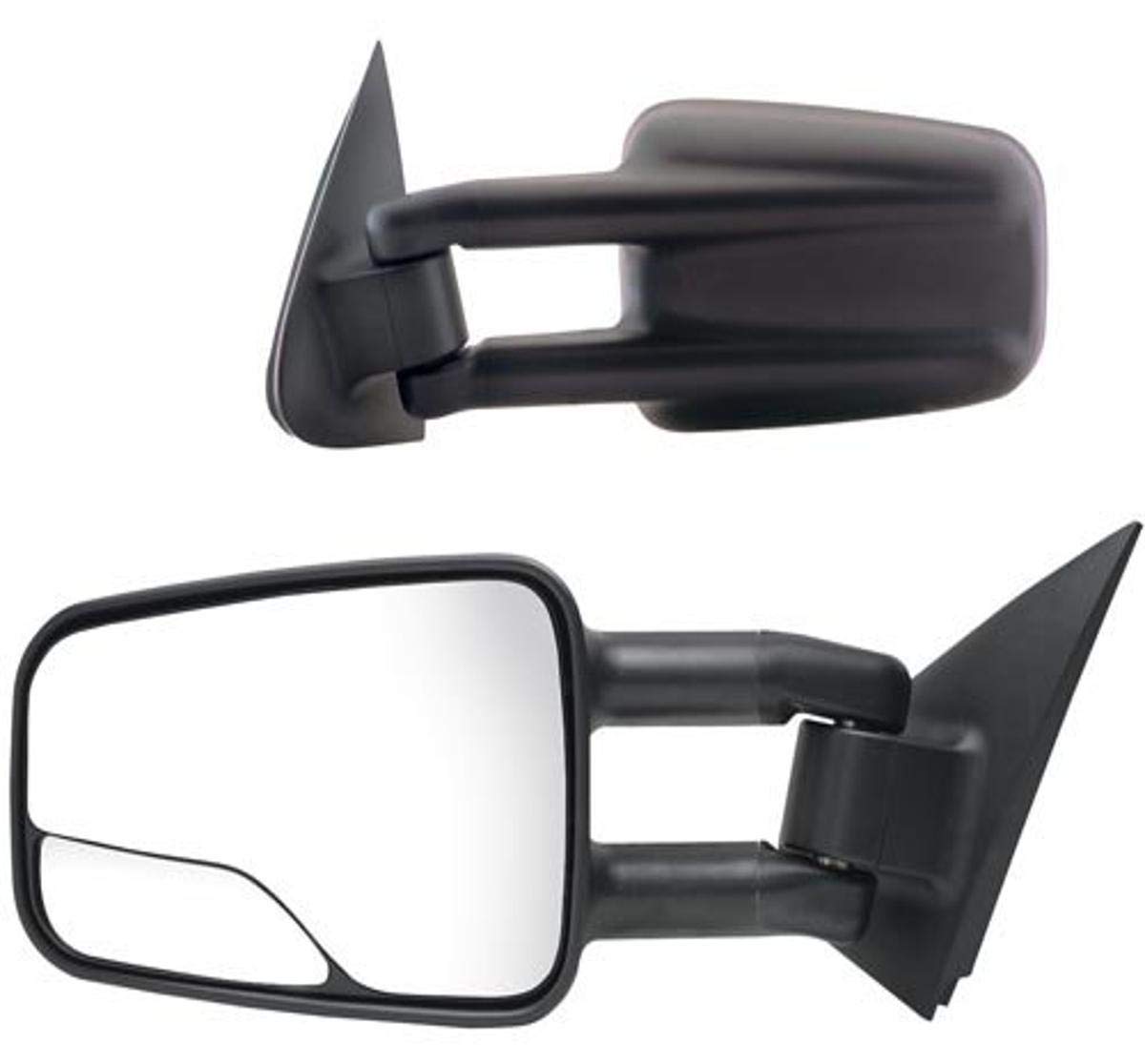 Fit System Manual Towing Mirror Pair - Textured Black for Chevy Suburban, Escalade, Avalanche, Yukon, Tahoe & GMC Silverado, Sierra (2007-2013 Models) - Perfect for Truck Towing, Off-Roading & Enhanced Visibility