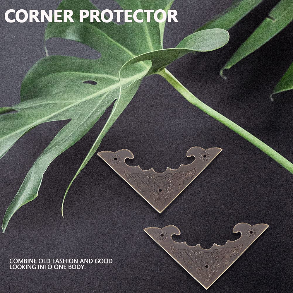 12Pcs Antique Brass Box Corner Protectors - Flat Embossed Bat Design for Jewelry & Wood Case Protection - Includes 36 Nails (S) - Perfect for DIY Crafts, Gift Boxes & Home Decor Projects