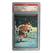 Bob Clarke Signed 1977 Topps Glossy #3 Flyers Trading Card Insert PSA/DNA Mint 9 - Perfect for Hockey Memorabilia Collections & Sports Fan Gifts