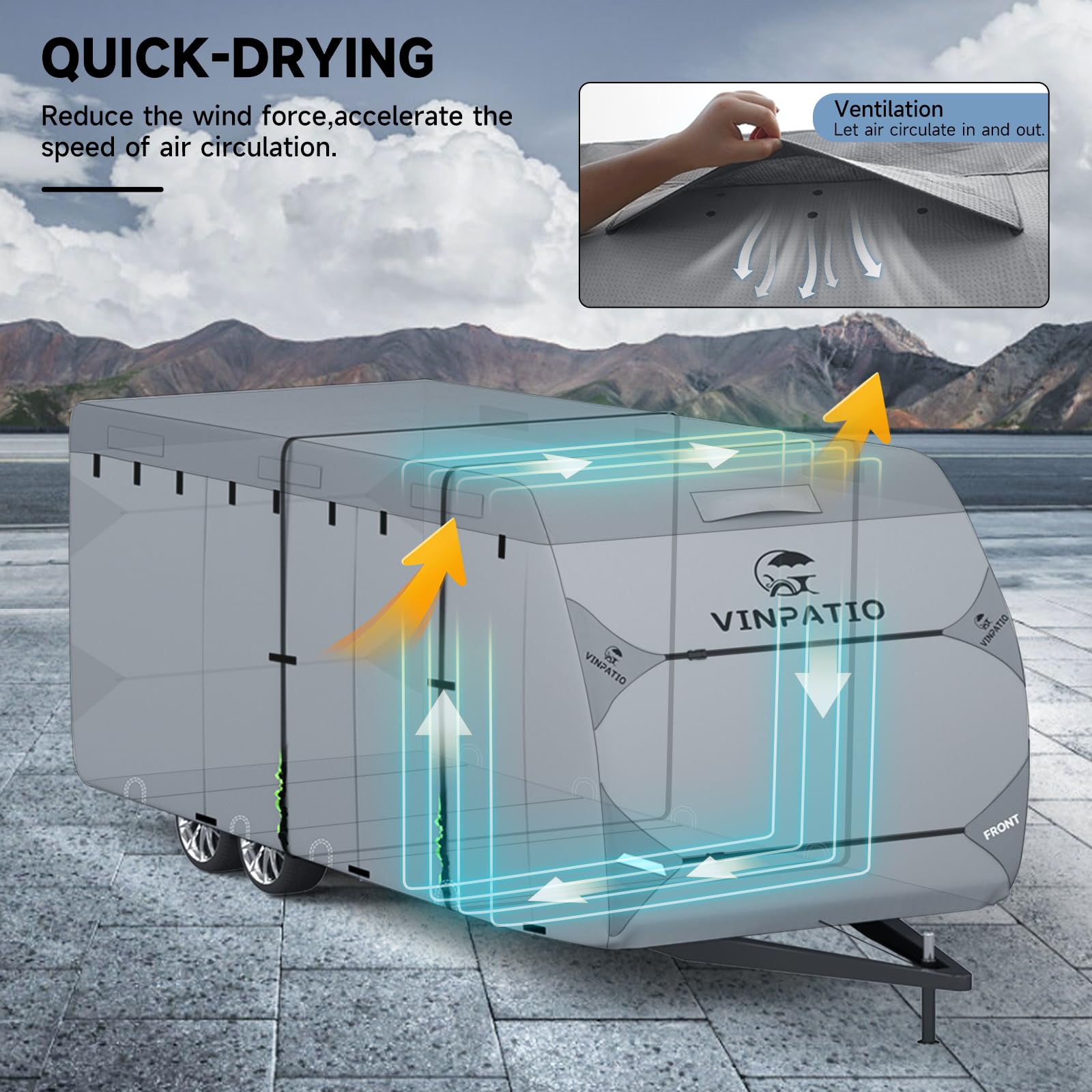 Heavy Duty 7-Layer RV Cover for 30'-33' Travel Trailers & Toy Haulers | Waterproof Camper Cover with Tongue Jack Protection & Windproof Straps | Perfect for Winter Storage & Outdoor Protection
