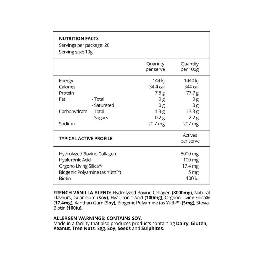 Before You Speak Collagen Complex French Vanilla Powder 200g - Supports Skin, Hair & Nails - Perfect for Coffee, Smoothies & Baking