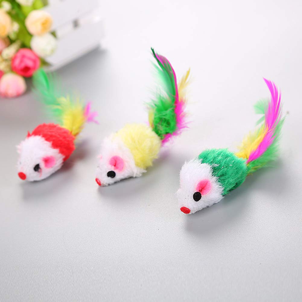 Smoro 20Pcs Cat Feather Mouse Toys - Interactive Kitten Toys with Feathers for Playful Cats - Fun Mini Mouse Catnip Toys for Indoor & Outdoor Playtime