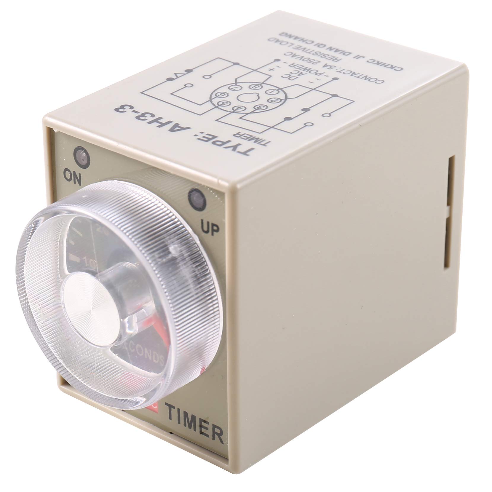 AH3-3 8-Pin Adjustable Time Delay Relay Switch Timer (0.1-6 Sec) with Socket Base - 110V AC for Industrial Automation & HVAC Control