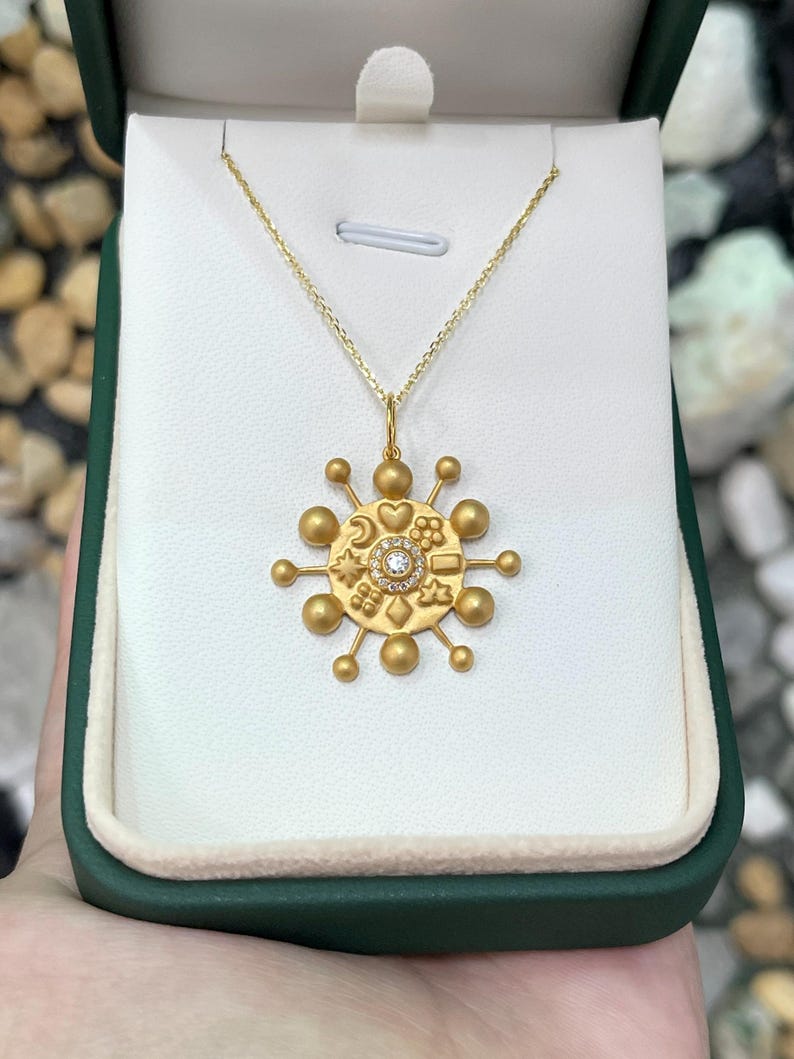 0.15tcw 14K Solid Gold Natural Diamond Celestial Pendant Necklace for Women - Perfect for Everyday Wear, Gift Giving & Special Occasions