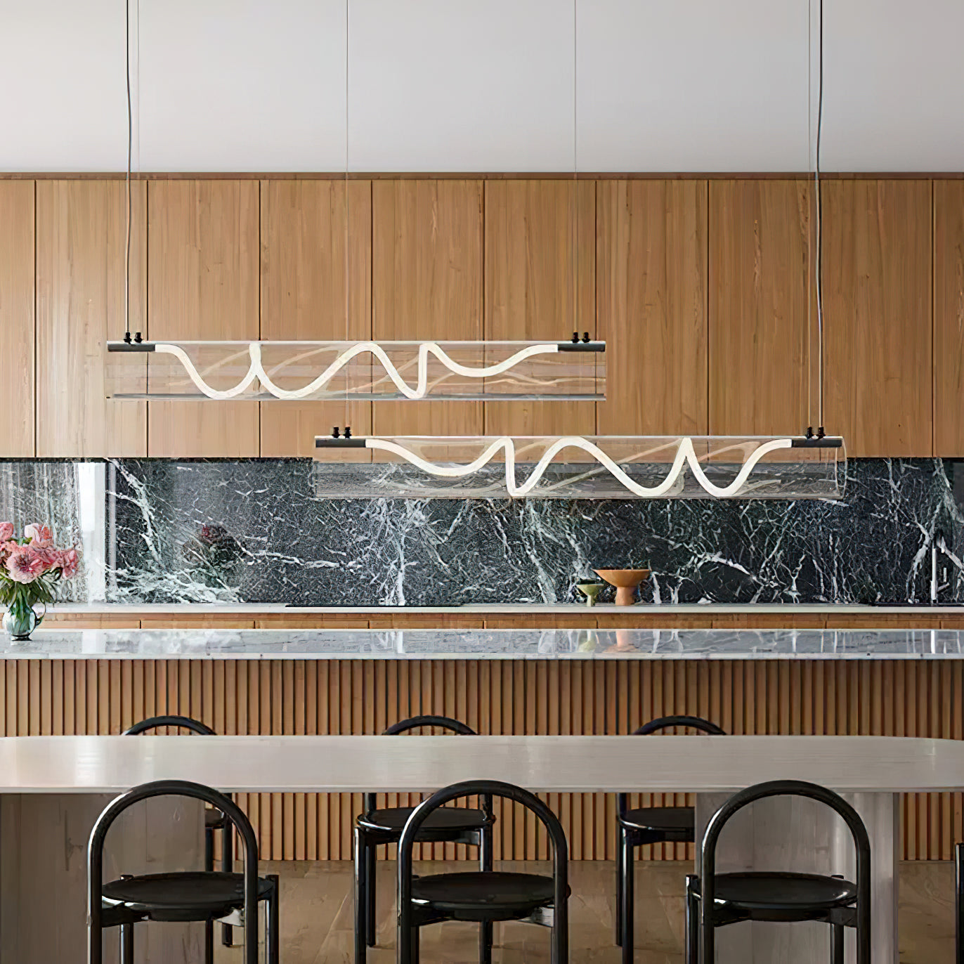 Alexandra Linear Pendant Light - Modern Minimalist Hanging Fixture for Kitchen Island, Dining Room & Bedroom Lighting | Dimmable LED Chandelier for Home Decor