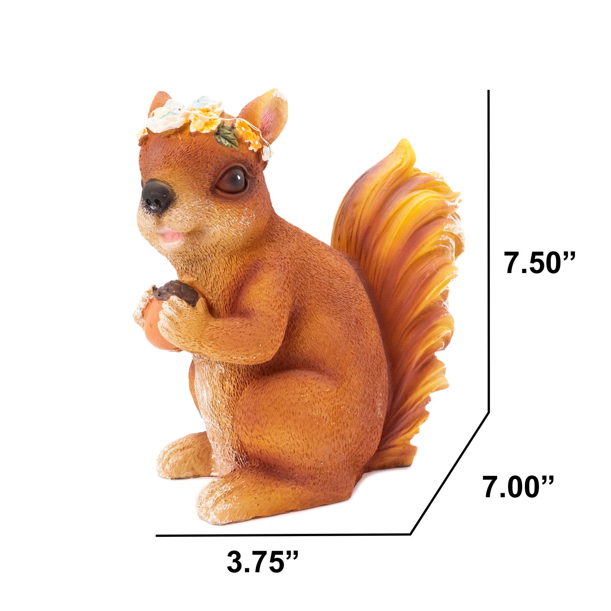 Solar Powered LED Garden Statue - Hand-Painted Resin Squirrel Decor with Weatherproof Design for Outdoor Patio, Lawn & Backyard Landscaping | Perfect Gift for Nature Lovers & Garden Enthusiasts