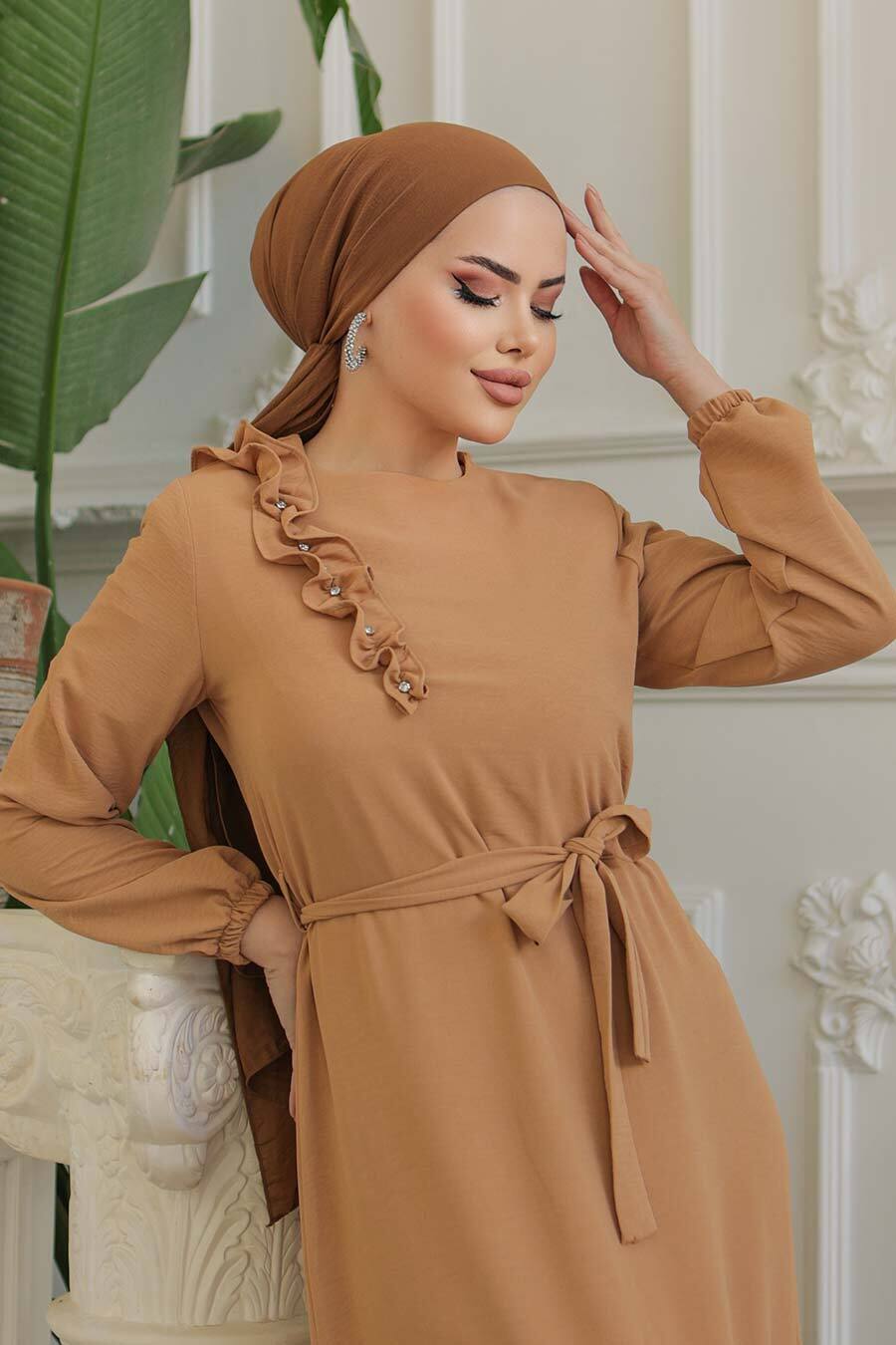 Tanya Long Maxi Dress with Ruffle Design & Waist Belt - Elegant Flowy Summer Dress for Beach, Wedding, and Special Occasions