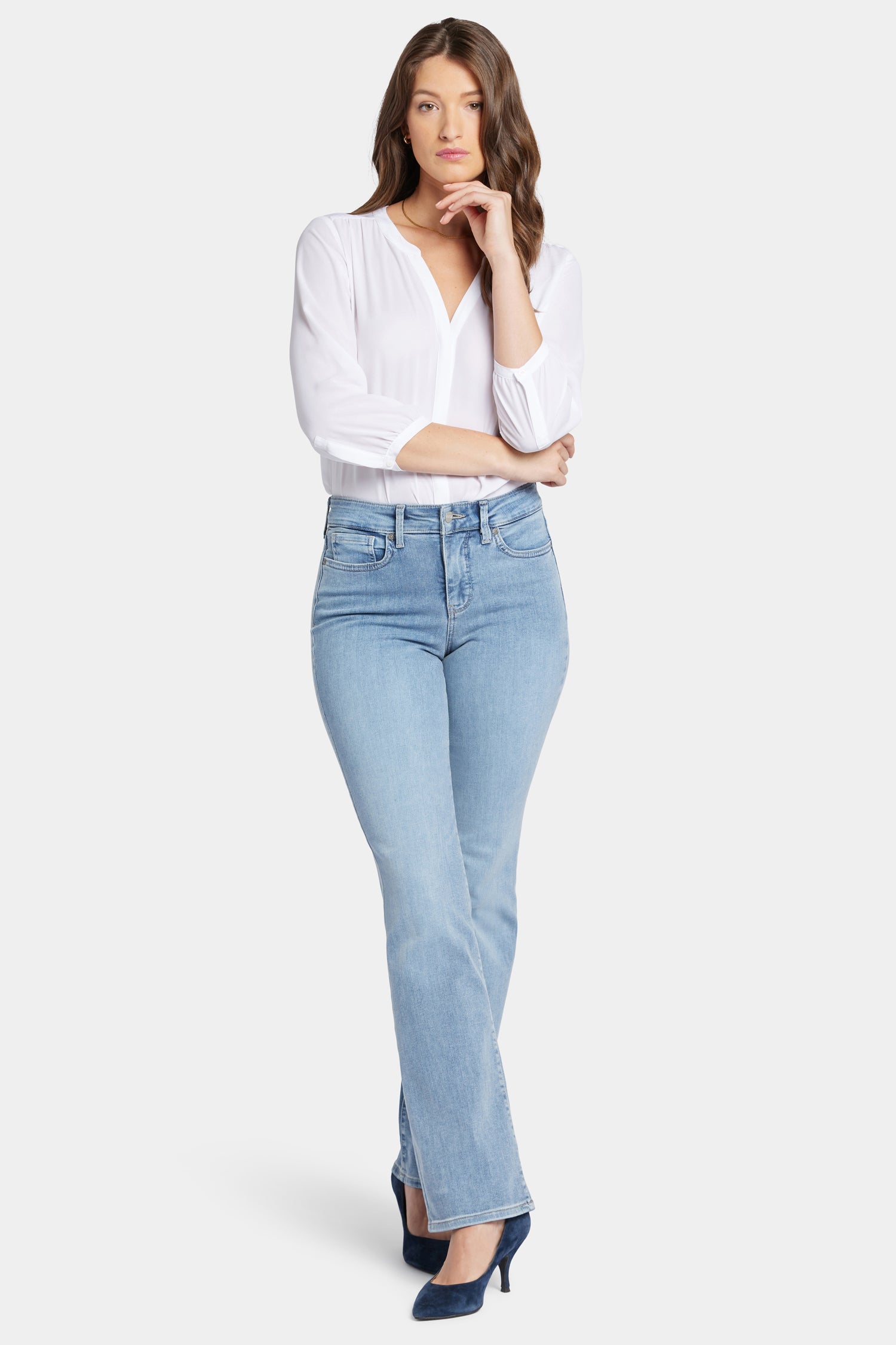 Blake Slim Flared Jeans for Petite Women - Stretch Denim Skinny Bootcut Pants for Casual Wear & Night Out