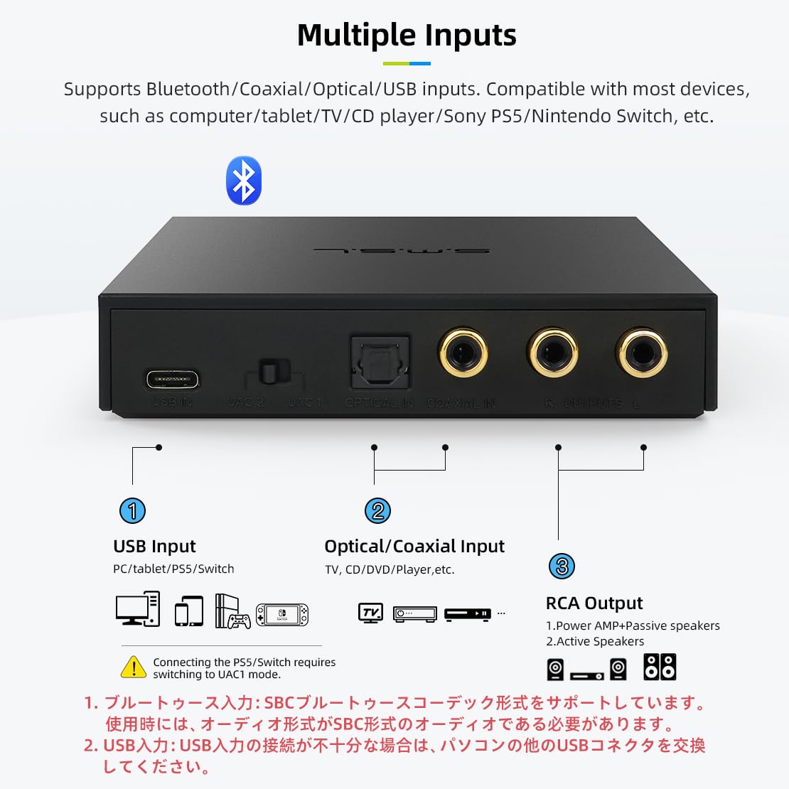 SMSL PS200 ES9039Q2M XU316 USB DAC Converter - 32Bit/768kHz DSD512 MQA/MQA-CD Digital to Analog Audio Adapter with USB/Optical/Coaxial to RCA Output for PC, Phone, PS5, Nintendo Switch & Home Theater System - Perfect for Gaming, Music Streaming & Hi-Fi Audio Setup