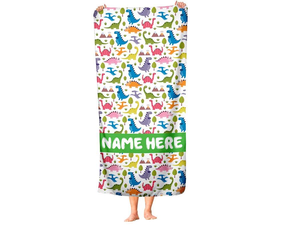 Personalized Dinosaur Hooded Towel for Kids - Custom Name Baby Bath Towel Set for Boys & Girls - Soft Absorbent Travel, Beach, Pool Towel for Toddlers & Adults - Perfect for Swimming, Bath Time & Outdoor Activities