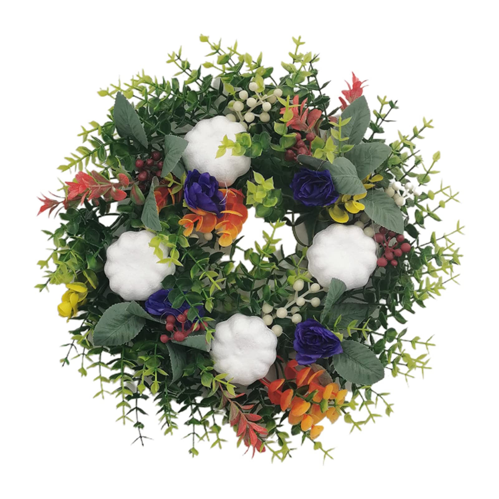 Kasituny Floral Garland - Exquisite Handmade Plastic Autumn Pumpkin Wreath for Front Door, Fall Home Decor with Artificial Flowers | Perfect for Thanksgiving, Halloween, and Seasonal Door Hanging Decorations