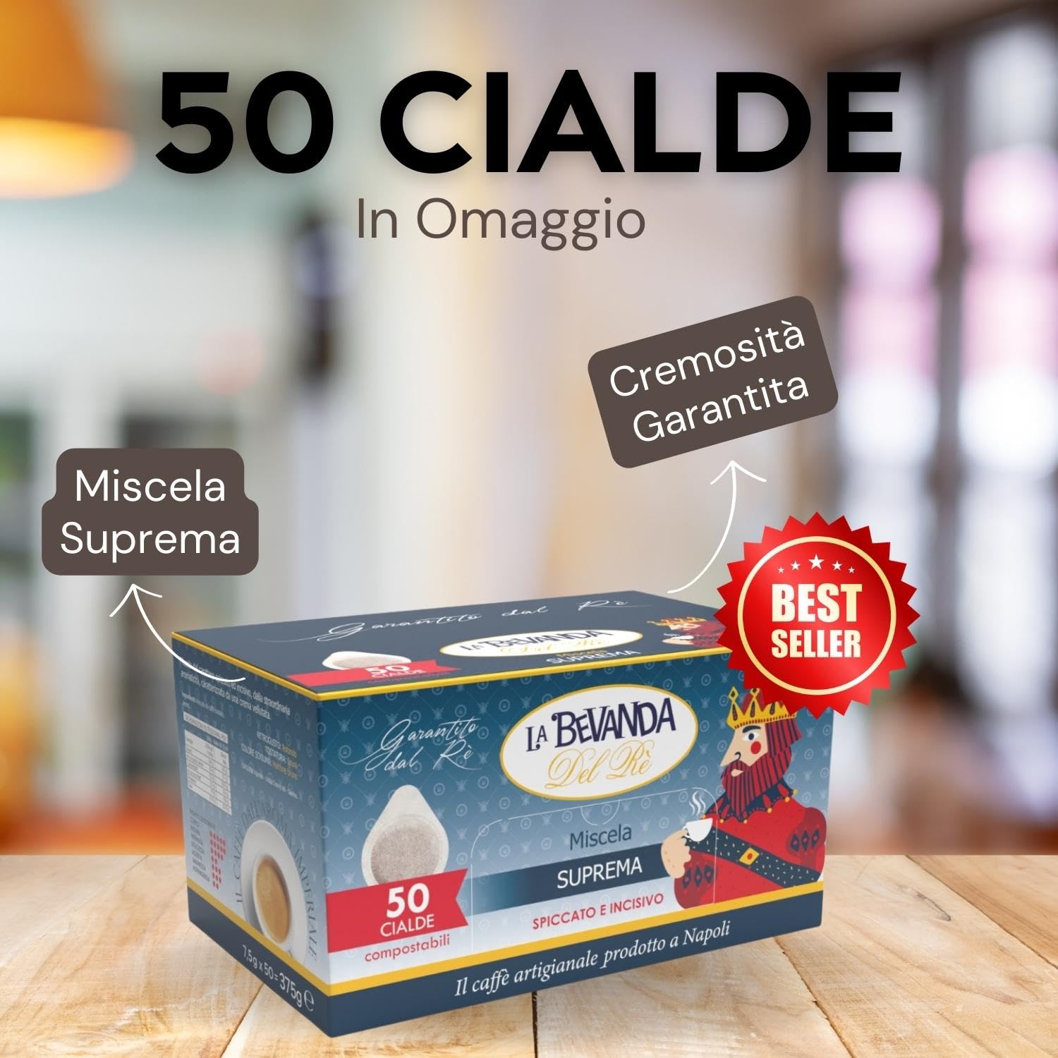 La Bevanda Del Re - 44mm Espresso Coffee Machine with Aroma Plus & 50 ESE Pods - Free Gift Included | Perfect for Home, Office & Cafe Use