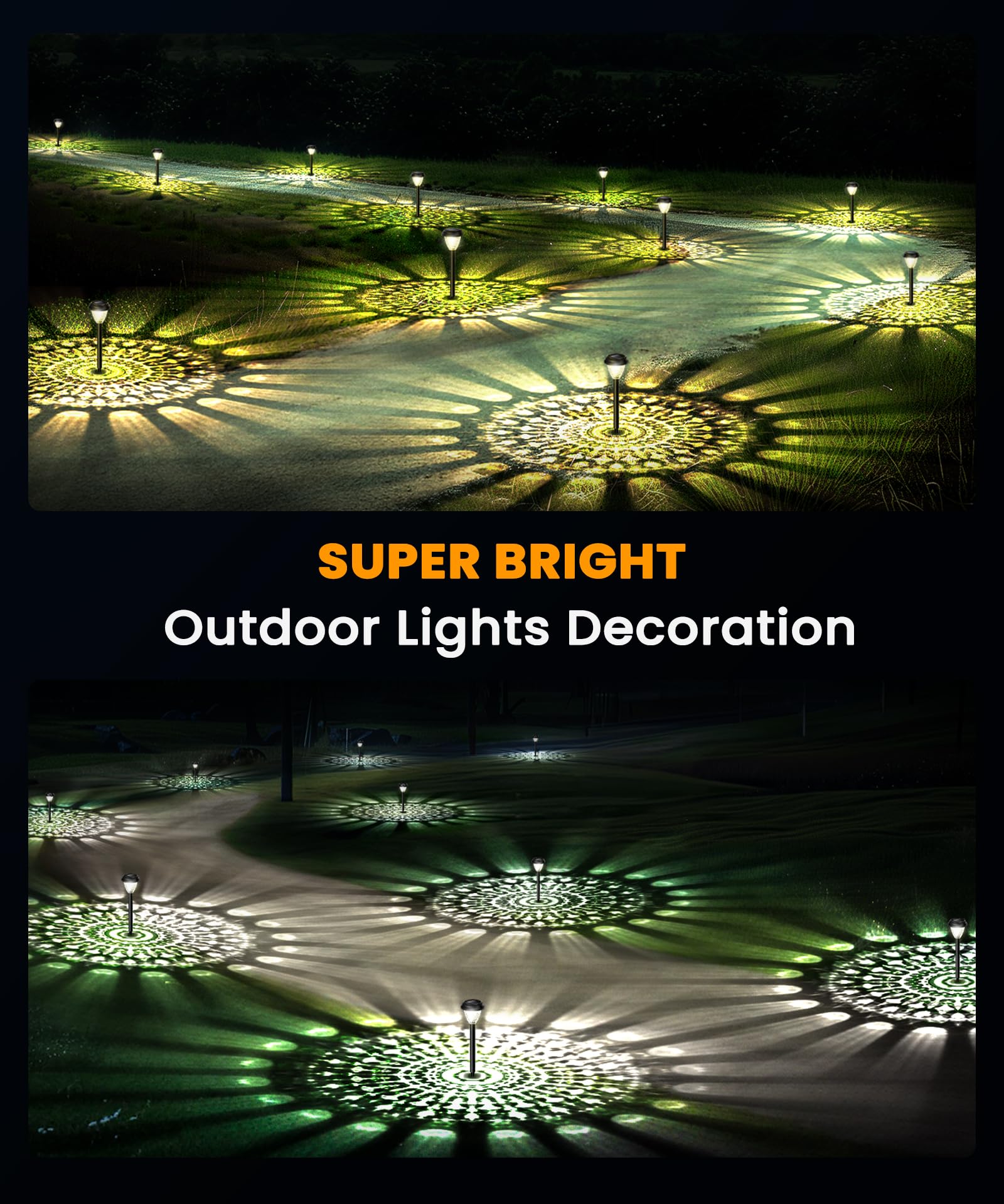 8 Pack Super Bright Solar Lights for Outdoor - 12H Waterproof Solar Pathway Lights, Auto On/Off Dusk to Dawn - Perfect for Garden, Yard, Landscape Decoration & Nighttime Safety