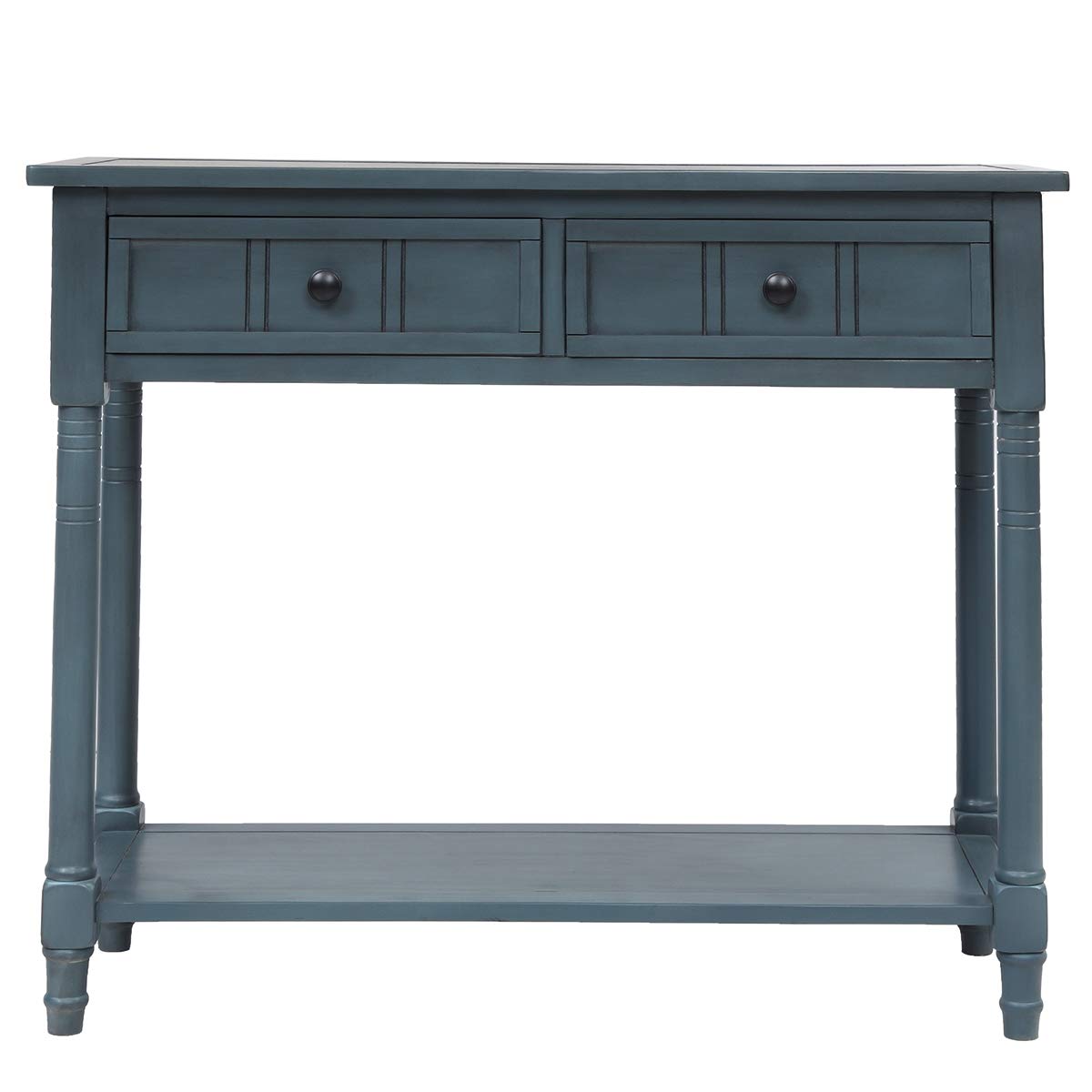 Daisy Series Traditional Console Table with 2 Drawers & Bottom Shelf - Navy Blue | Entryway Furniture, Hallway Decor, Living Room Side Table