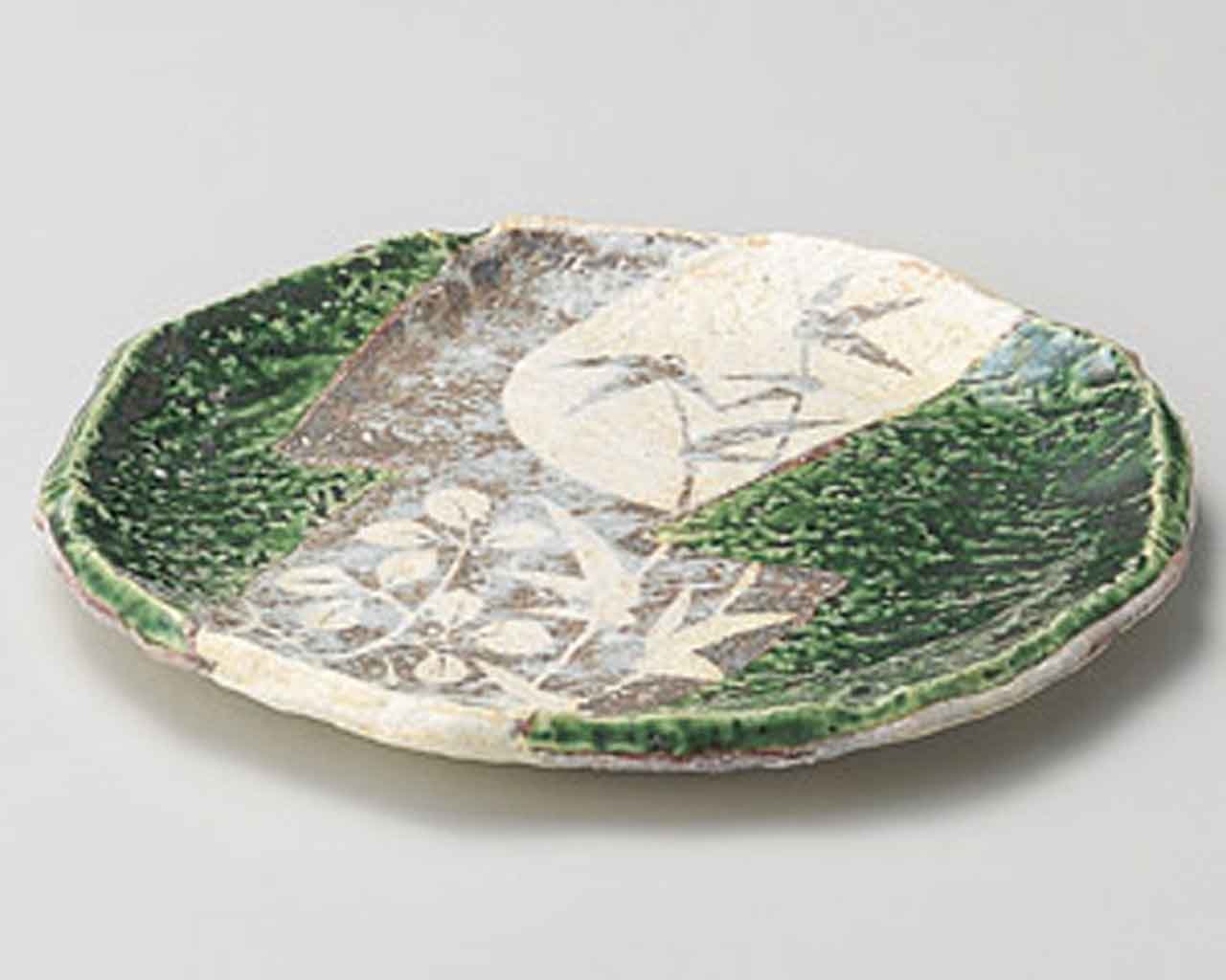 Oribe Sazanka 7.7 Inch Set of 2 Beige Ceramic Plates - Handcrafted in Japan - Perfect for Dinner Parties, Home Decor & Japanese Cuisine Presentation
