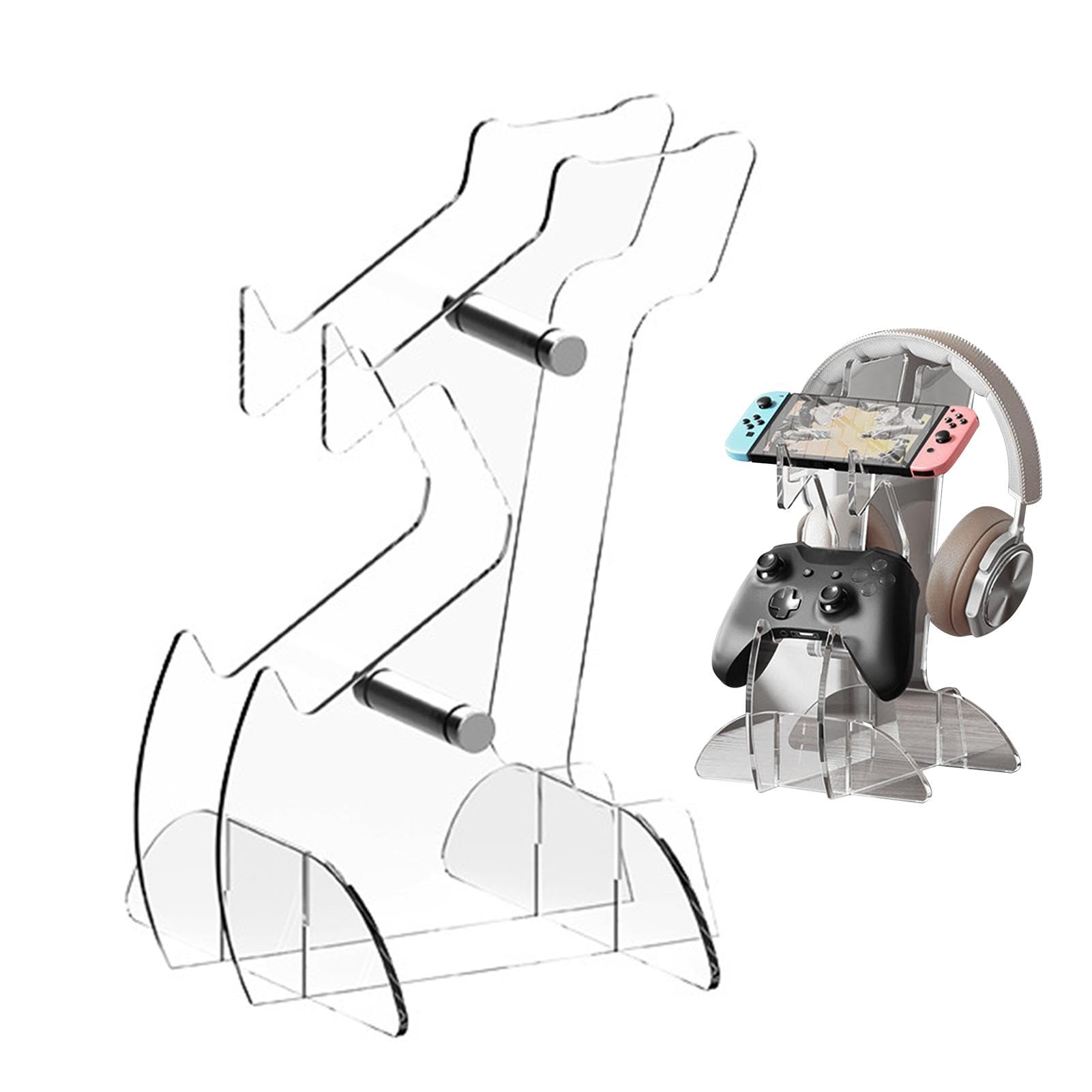 Clear 3-Tier Controller and Headset Stand | Multi-Functional Gaming Console Organizer for PS5, Xbox, Switch | Perfect for Bedroom, Living Room & Game Room Setup