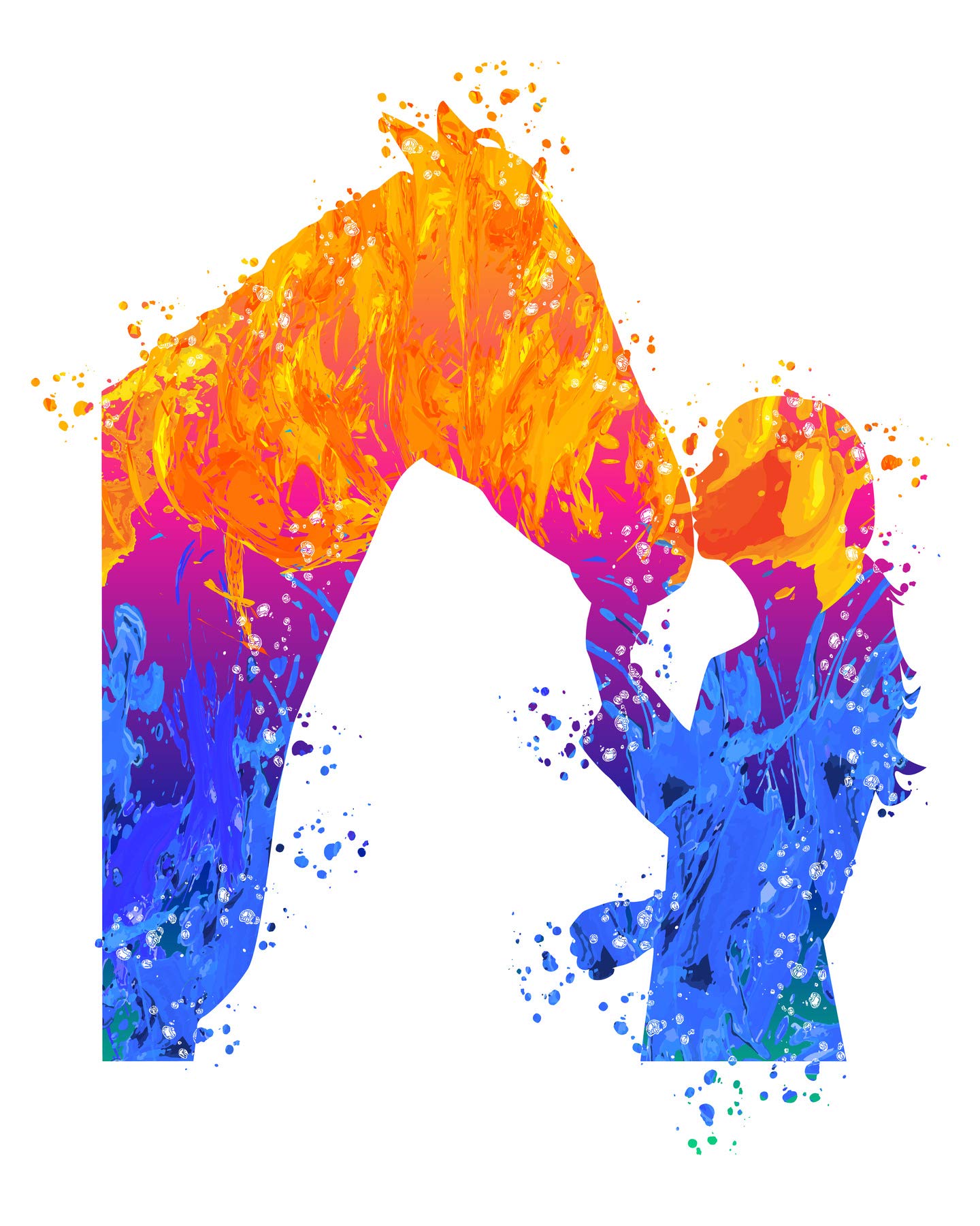 Watercolor Fire and Water Horse Art Prints - Unique Birthday Gifts for Girls, Equestrians, and Horse Lovers - Perfect for Home Decor, Bedroom Wall Art, and Stable Inspiration