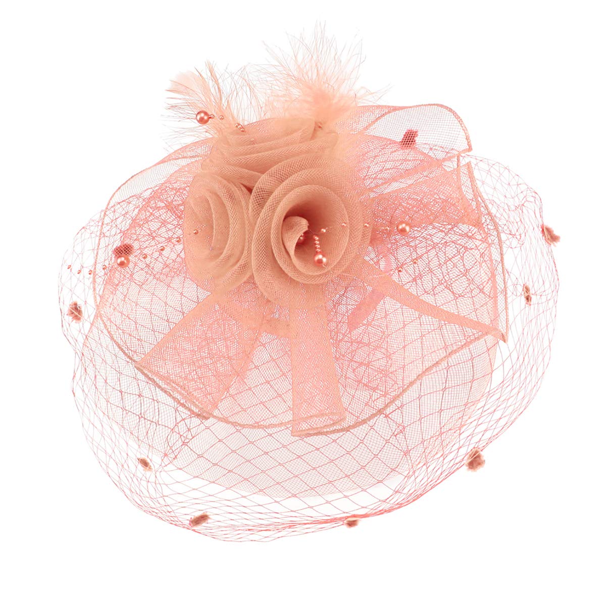 Elegant 3-Piece Flower Mesh Veil Feather Fascinator Headpiece for Women - Perfect for Weddings, Tea Parties, and Special Occasions