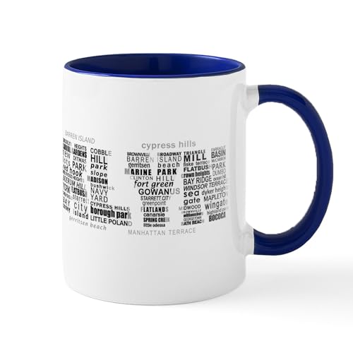 White/Navy Inside - Brooklyn NYC Typographic Art Mugs