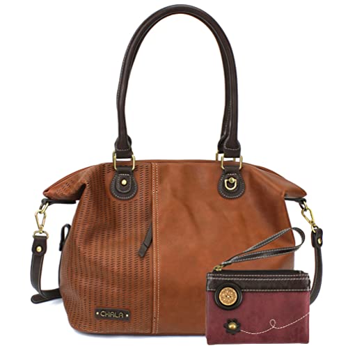 Brown Tote Only + Burgundy Zip Wallet