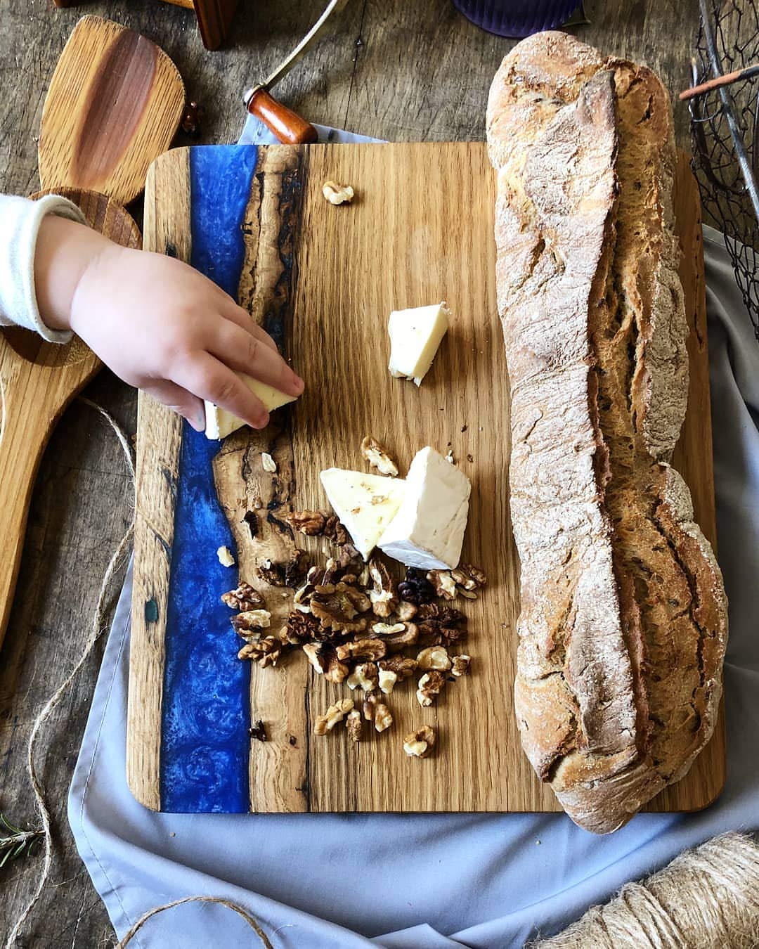 Handcrafted Epoxy Resin Wooden Serving Board - Premium Charcuterie & Antipasto Platter, Unique Cutting Board & Gift for Cheese, Wine, Charcuterie Nights | Perfect for Dinner Parties, Housewarming Gifts & Kitchen Decor