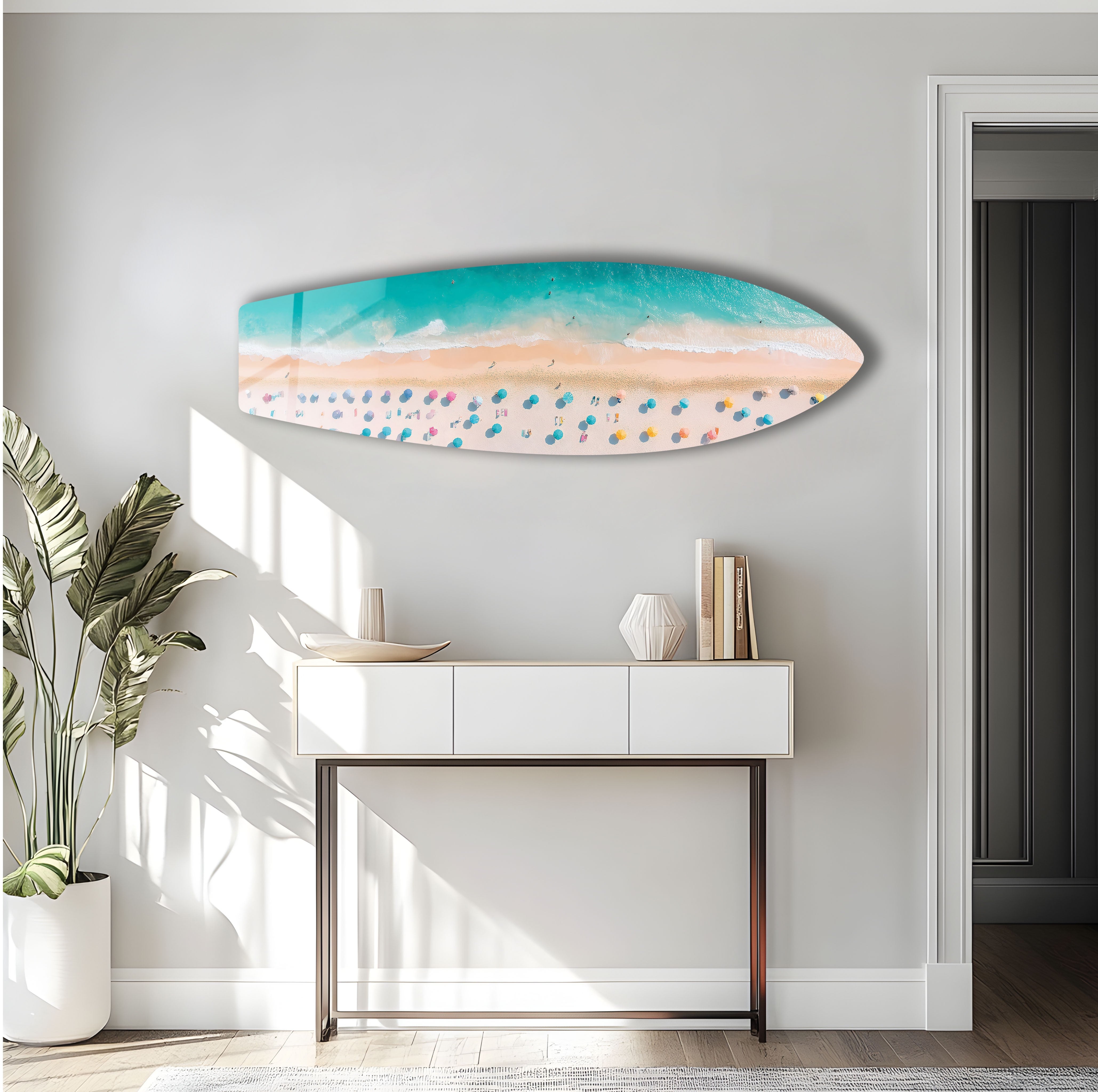 Premium Surfboard Wall Art Decor - Beach & Sun Lounger Theme - Perfect for Coastal, Nautical & Beach House Decor