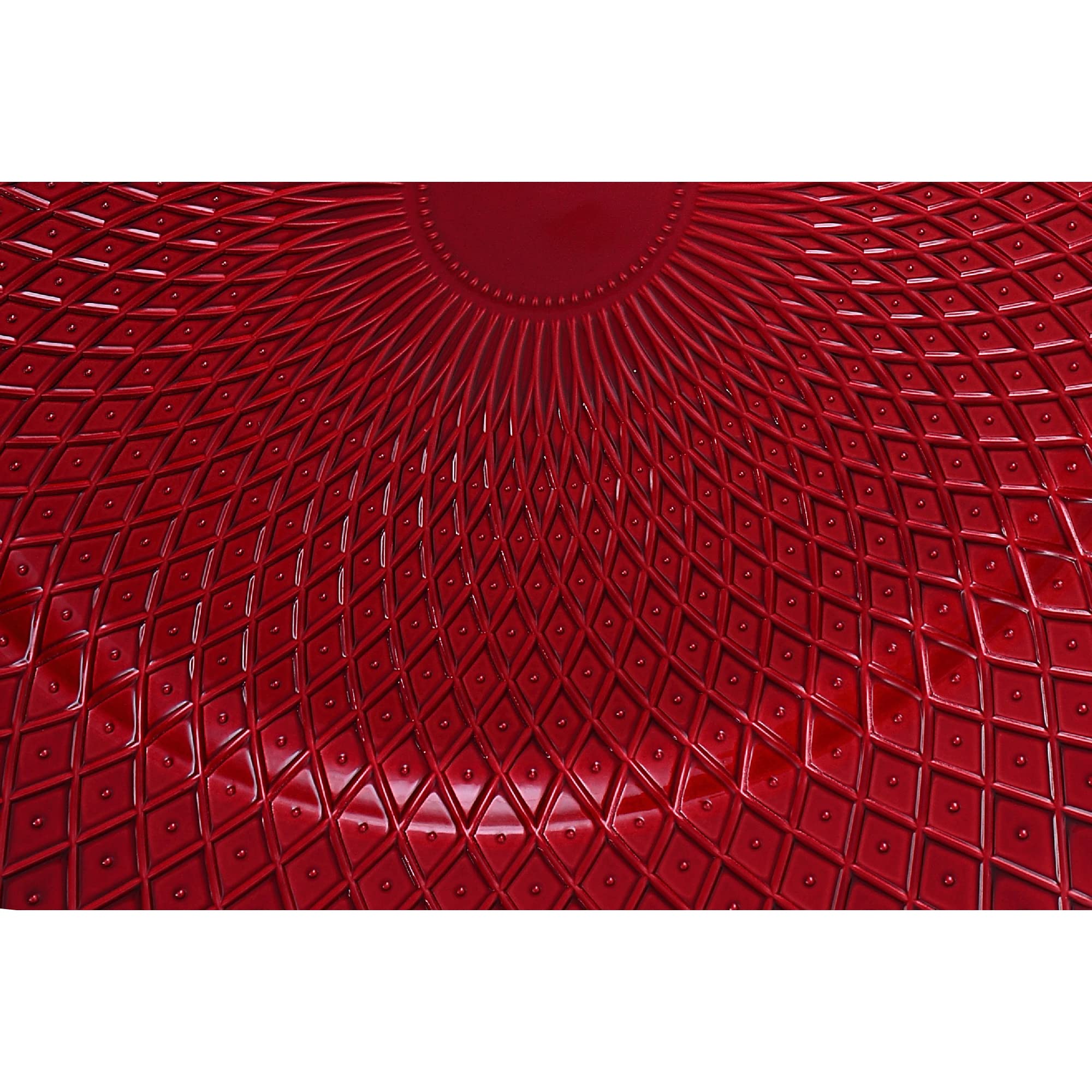 iH Casa Décor 13-Inch Red Dotted Diamond Charger Plates - Set of 6 Elegant Dinner Plates for Weddings, Parties & Formal Dining