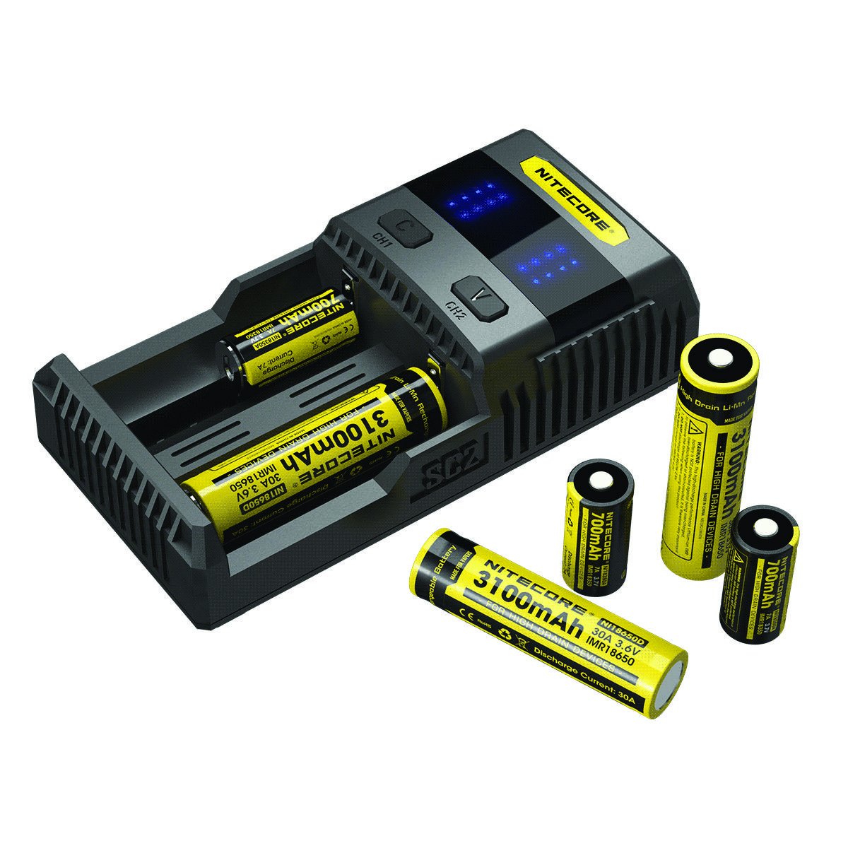 Nitecore SC2 Super Fast USB Battery Charger with 3A Selectable Charging Speed - Perfect for Smartphones, Tablets, and Rechargeable Devices at Home or Travel