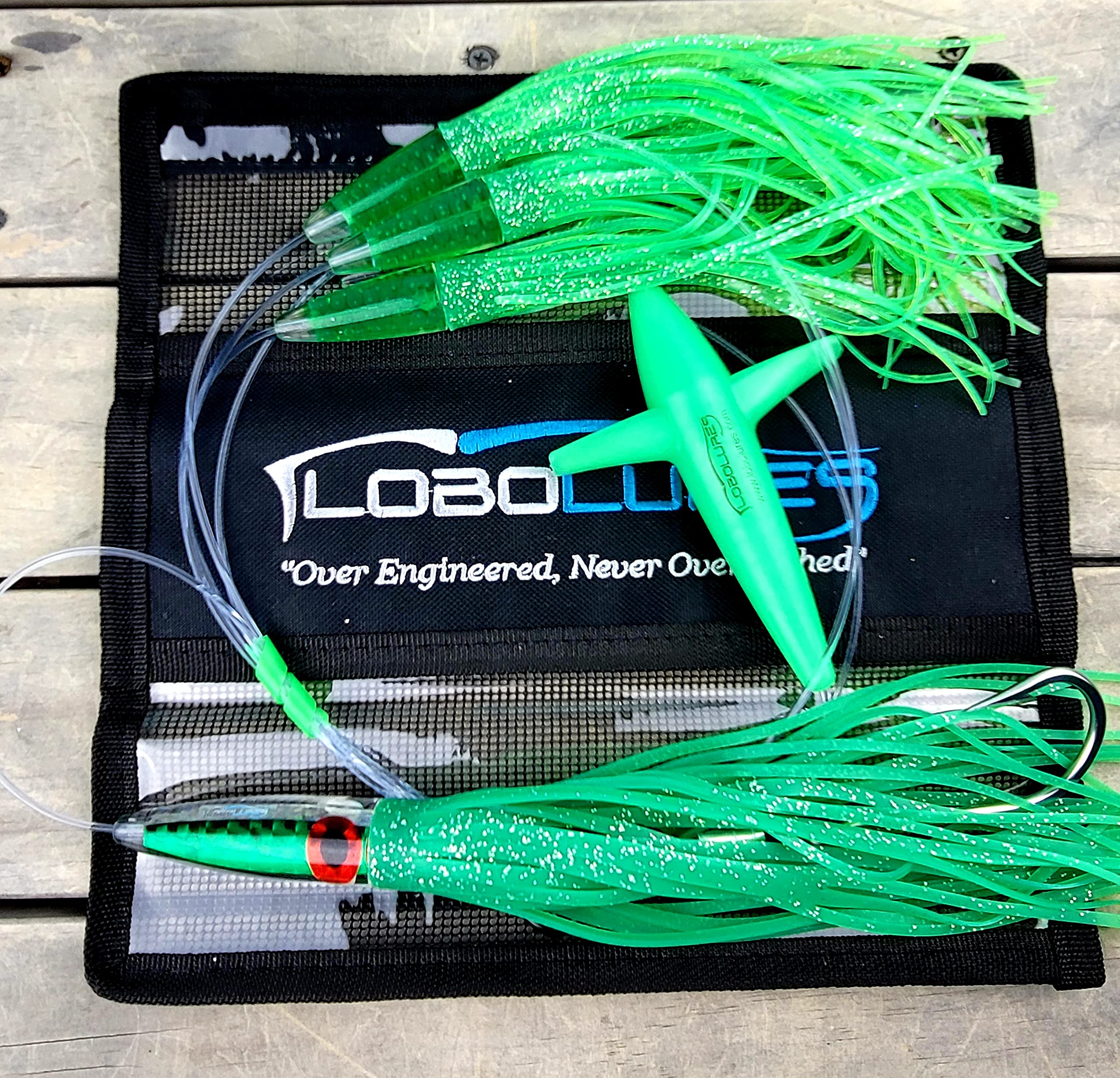 13 Inch Green Machine Style Bullet Tuna Slayer Fishing Daisy Chain with 400lb Leader & 10/0 Hook - Premium Saltwater Trolling Lure for Big Game Fishing (Mahi, Tuna, Marlin)