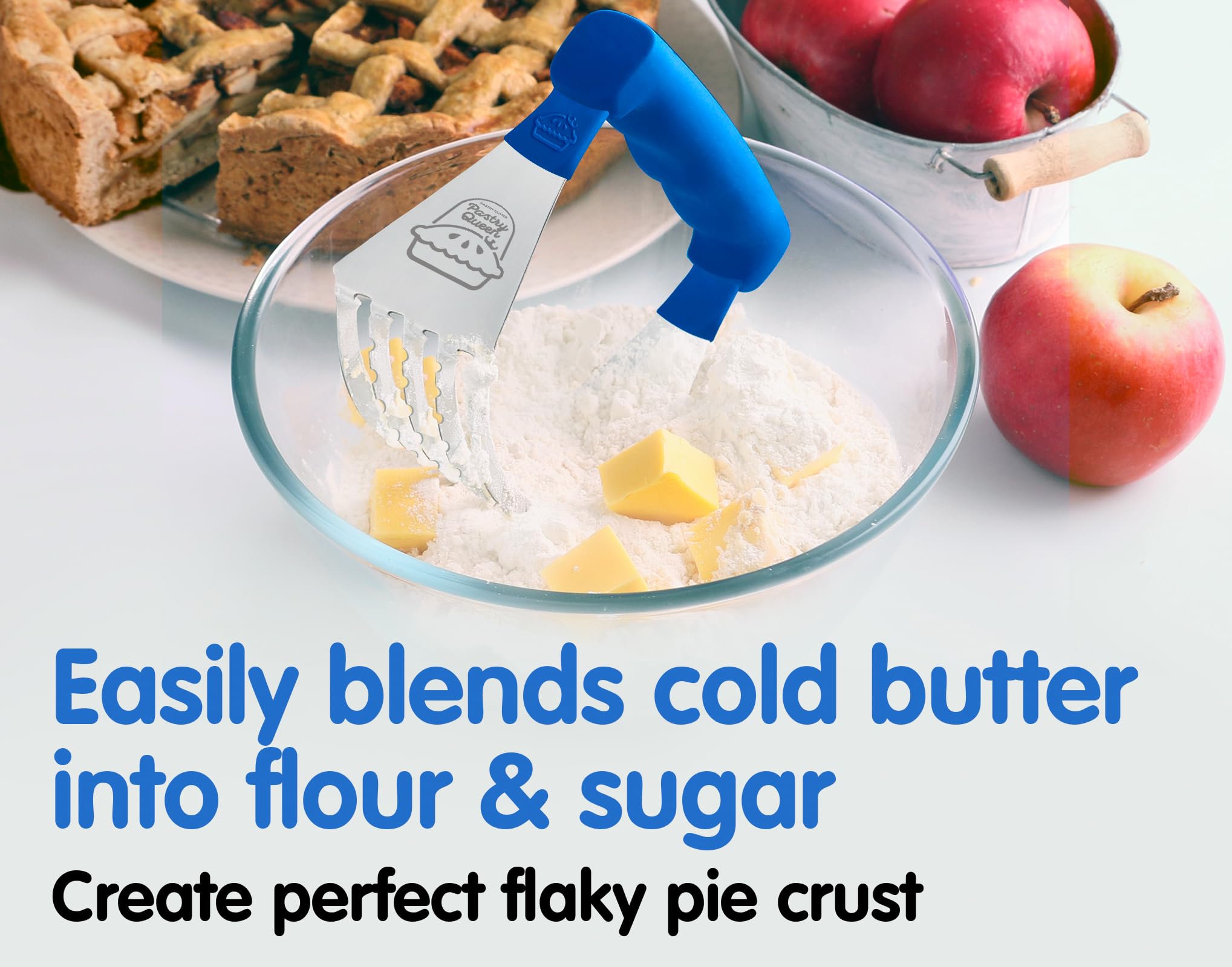 Heavy Duty Stainless Steel Pastry Cutter & Dough Blender - Comfortable Ergonomic Handle, Dishwasher Safe - Perfect for Flaky Pie Crusts, Biscuits & Pastry Dough - Ideal for Baking, Cooking & Holiday Dessert Preparation