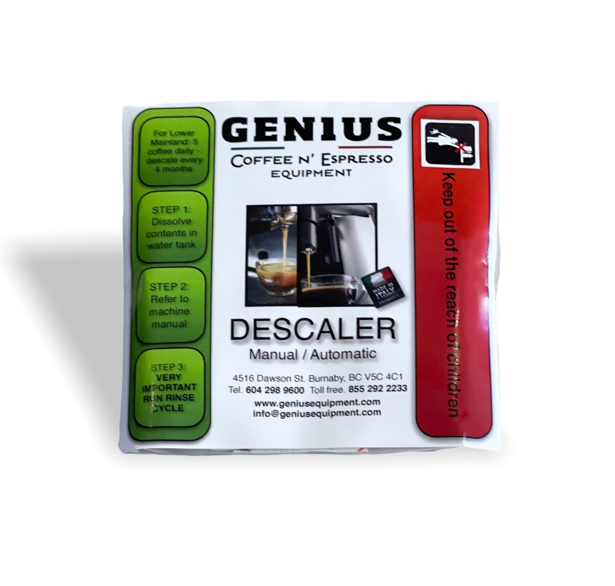 Genius Descaler 3 Pack - Professional Coffee Maker & Kettle Descaling Solution for Keurig, Nespresso, Drip Coffee Machines - Removes Limescale & Mineral Buildup - Perfect for Home & Office Use