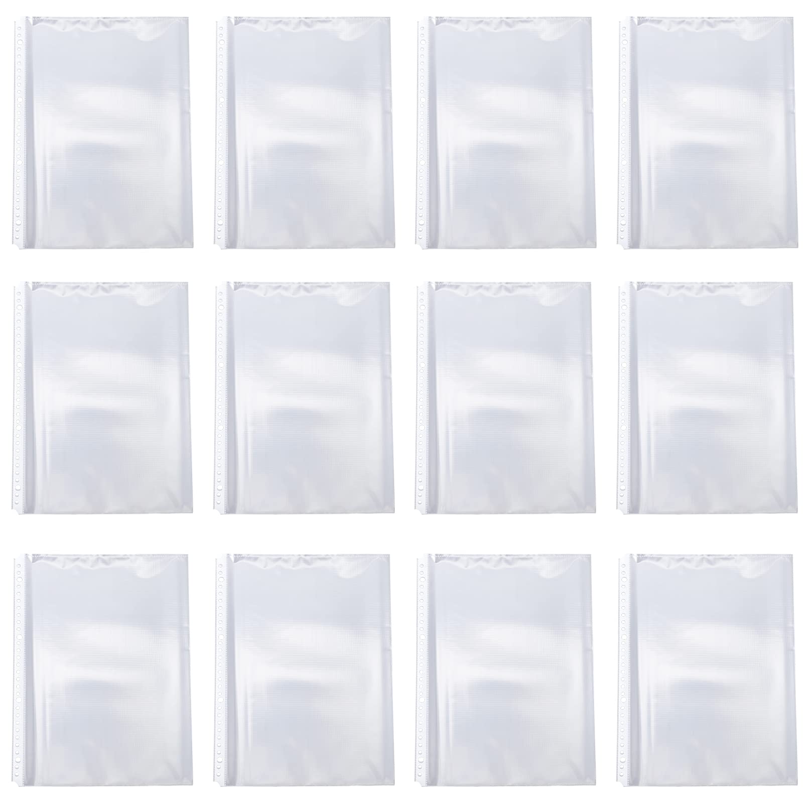 EXCEART 100Pcs Clear Plastic A4 Binder Pockets with Zipper - Loose Leaf File Pouches for Home & Office Document Organization - Perfect for School, Office Supplies, and Filing Cabinets