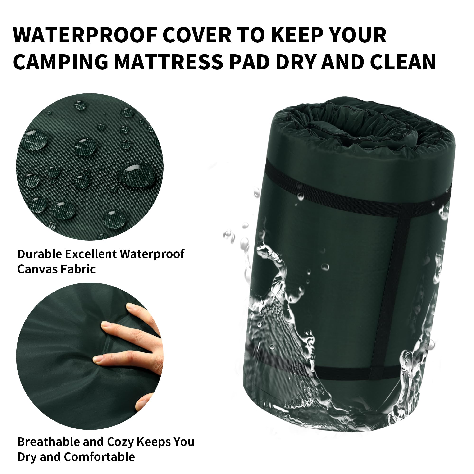 HOMBYS Waterproof Memory Foam Camping Mattress - Portable Roll-Up Outdoor Sleeping Pad with Oxford Fabric Cover for Travel, Truck, Tent & RV - Perfect for Camping, Hiking and Backpacking Adventures