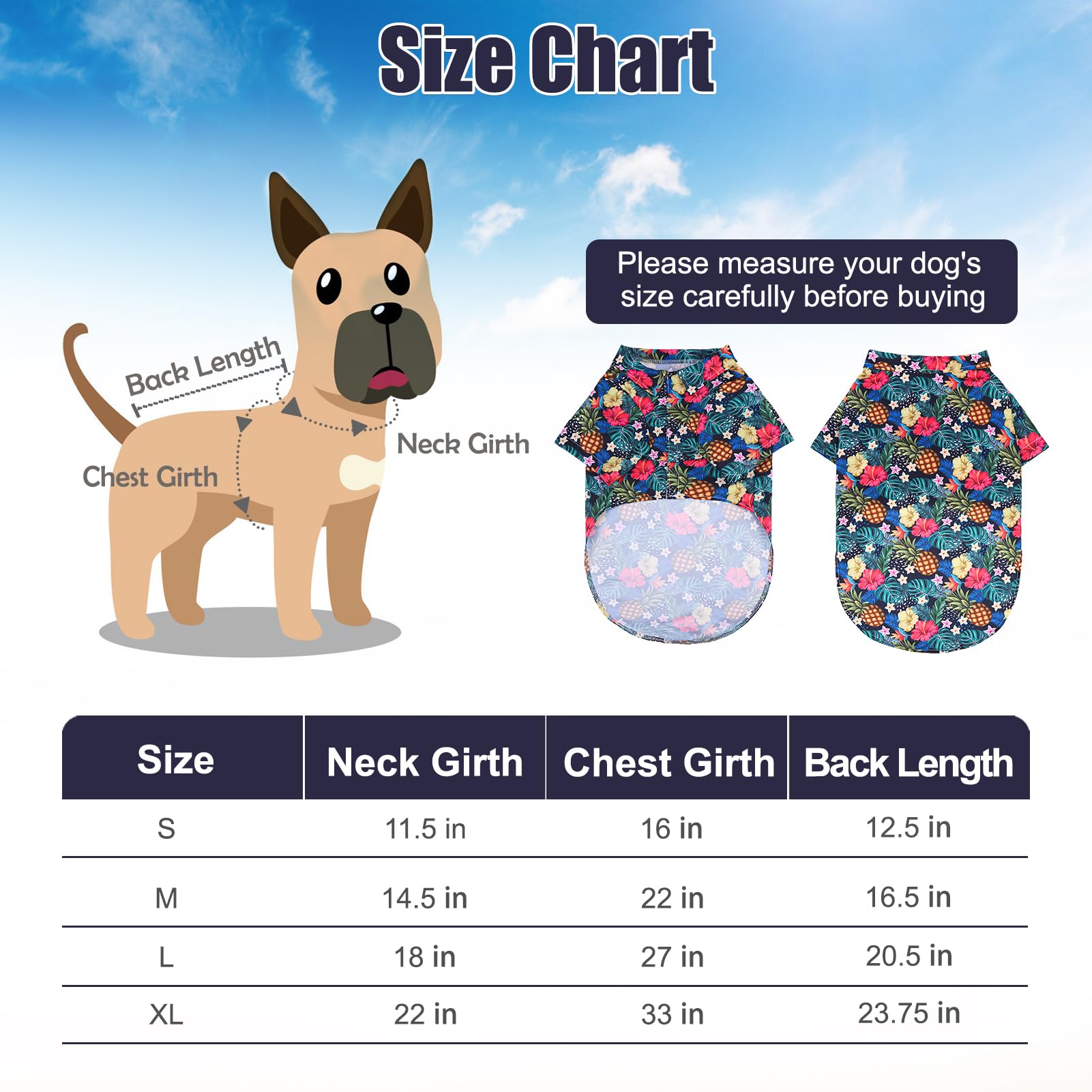 EXPAWLORER Hawaiian Dog Shirt - Breathable Cotton Polo T-Shirt with Floral Fruit Pattern for Small Medium Large Dogs | Summer Pet Outfit for Boys & Girls | Perfect for Beach Days, Pool Parties & Outdoor Adventures