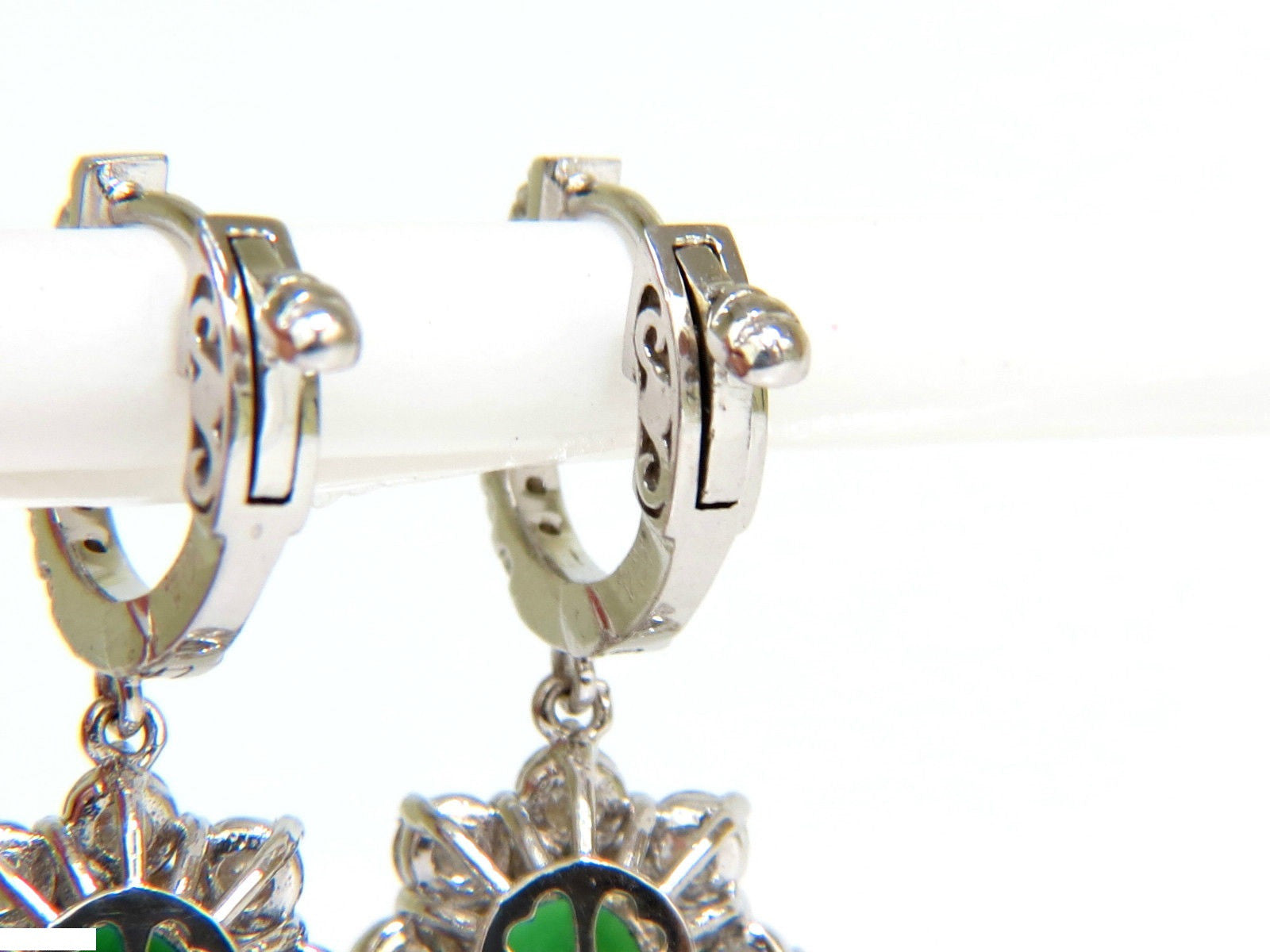 2.88CT Natural Fine Gem Tsavorite Diamond Dangle Hoop Earrings in 14K Gold (G/VS) - Elegant Jewelry for Parties, Weddings & Special Occasions